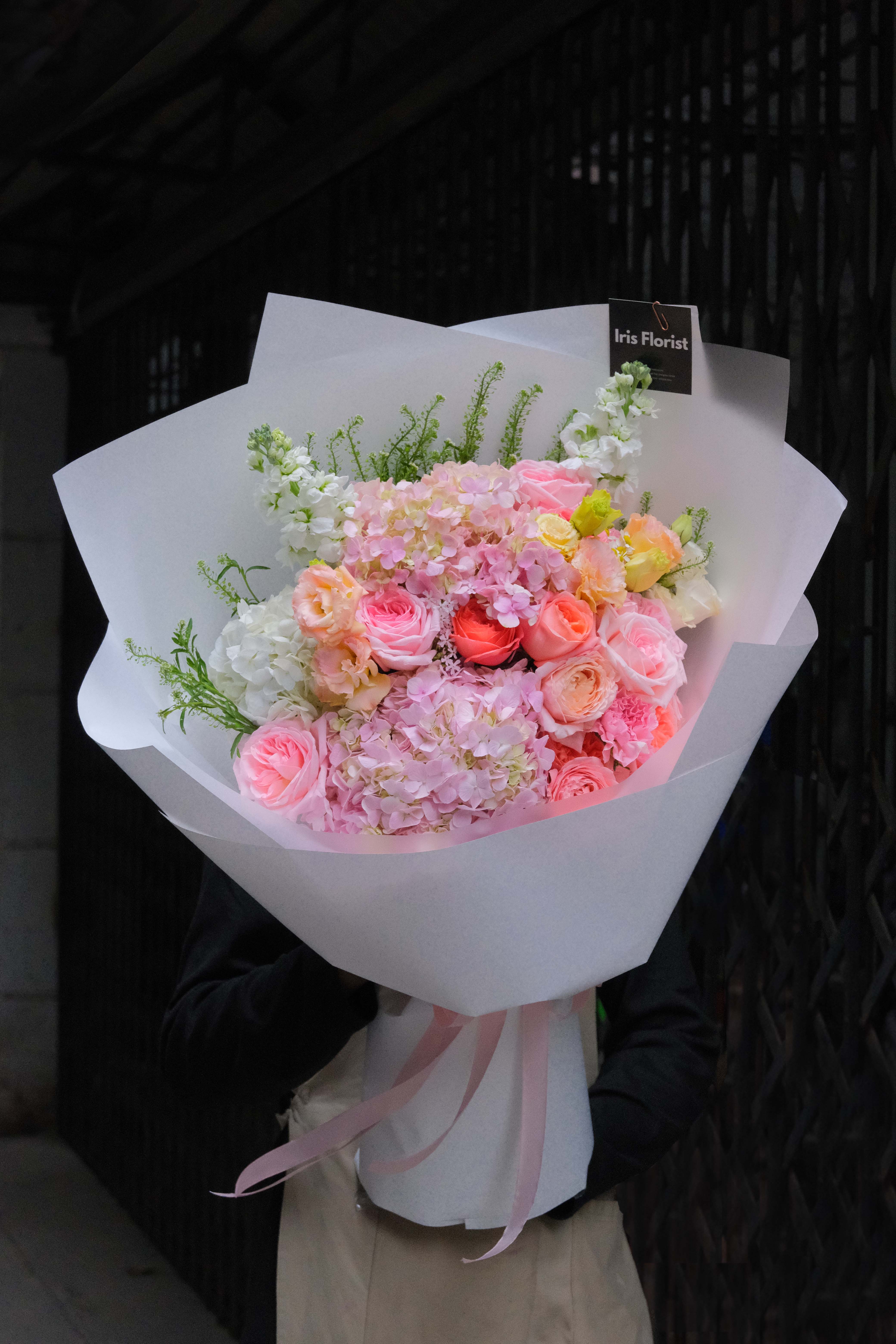 Bó hoa tú cầu hồng mix tone Hồng Cam - Size L