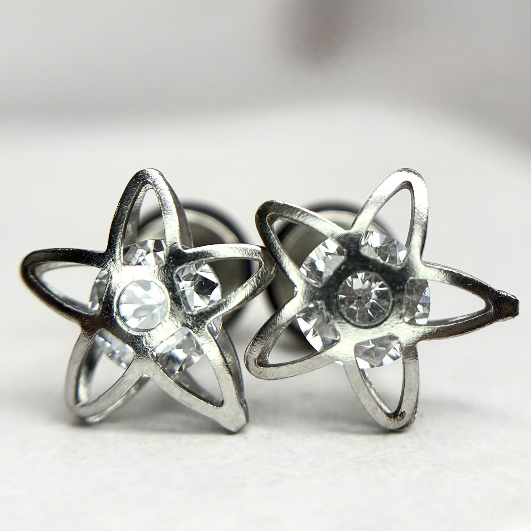 Khuyên kiểu ngôi sao lồng kim cương