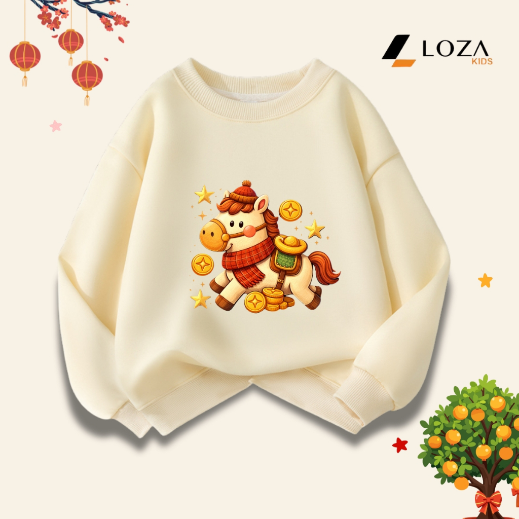 Áo nỉ Loza TẾT 2026 cho bé trai, bé gái hình ngựa Happy New Year - Loza Kids G0436_thumbnail_3