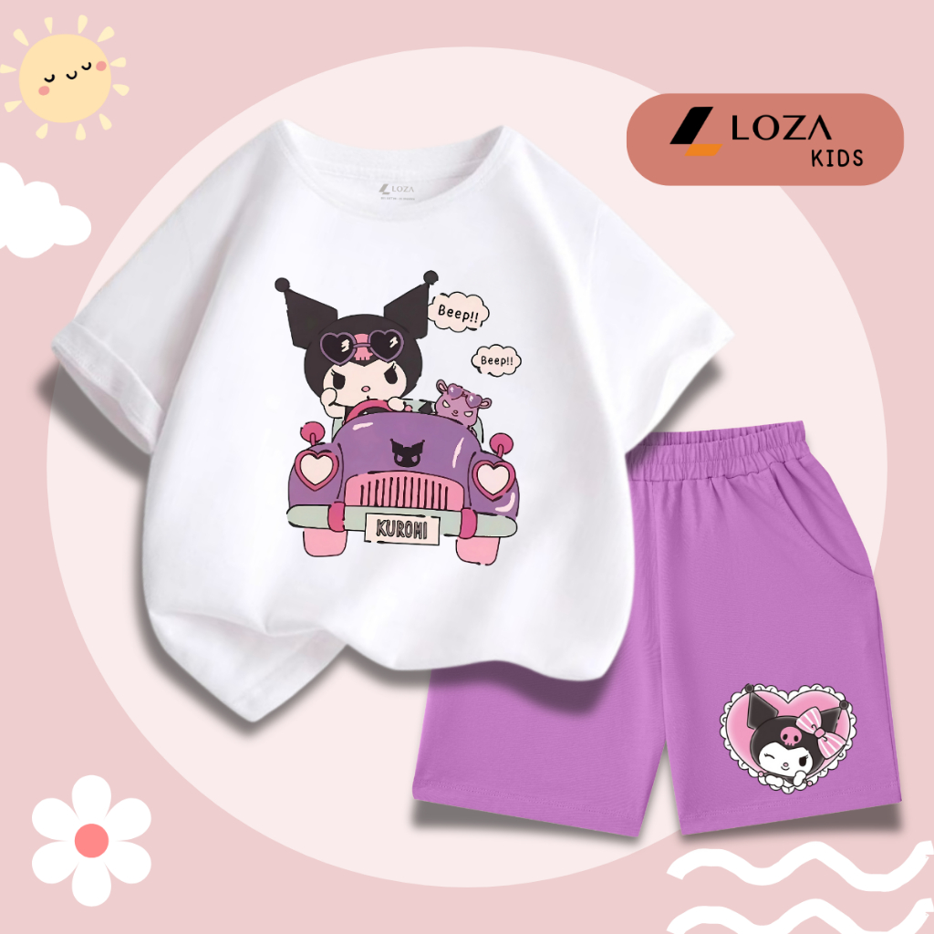 Bộ đồ bé gái in hình Kuromi lái xe -  Loza Kids SB309_thumbnail_5