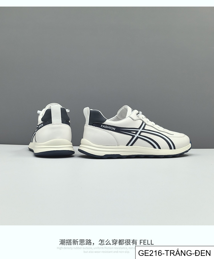 GE216 - Giày thể thao màu trắng da bò lớp đầu cho nam, giày hợp thời trang nam, giày thường ngày sang trọng nhẹ nhàng cao cấp dễ phối đồ thích hợp châu Âu da thật_thumbnail_4