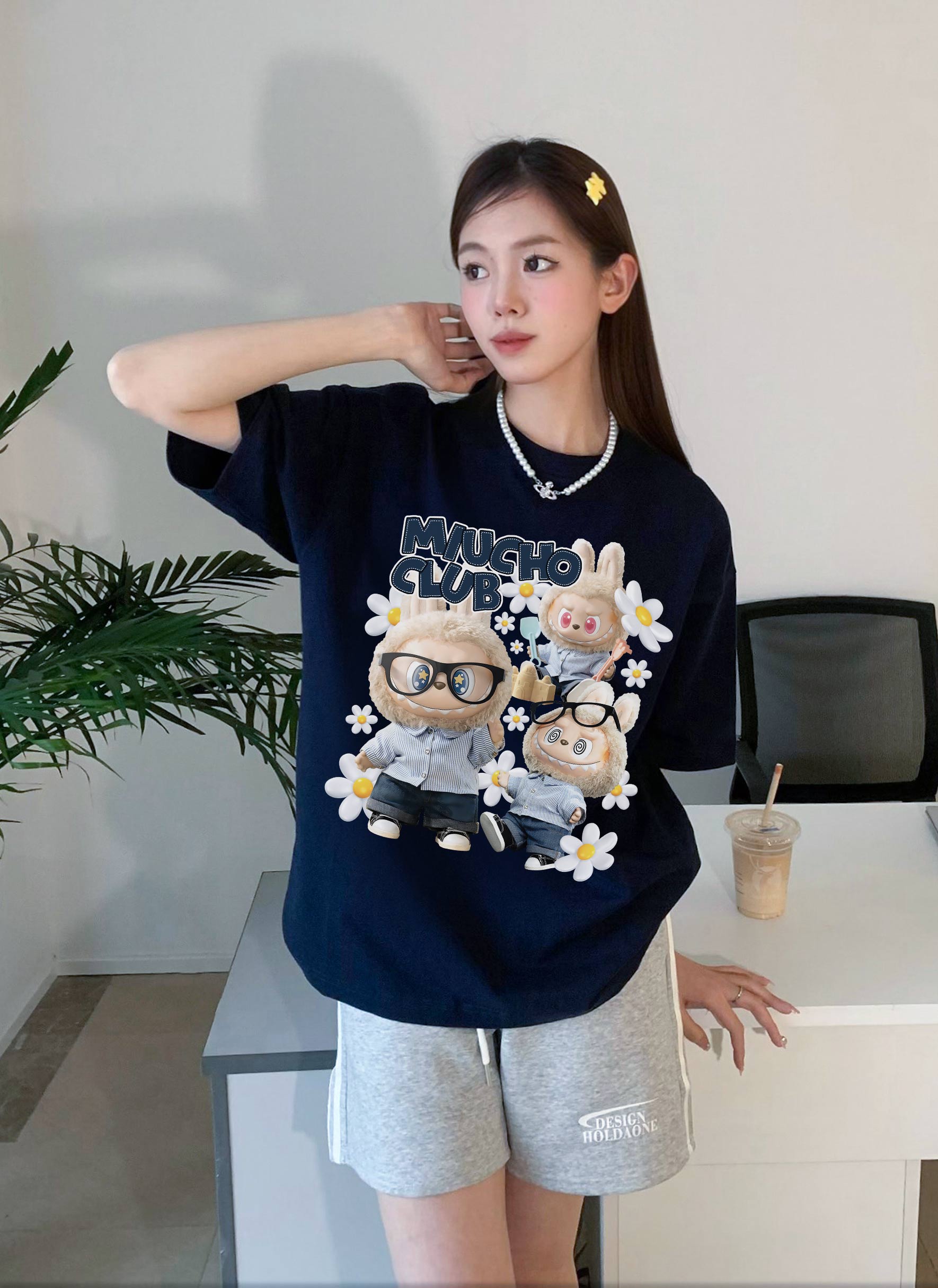 Áo phông labubu form rộng unisex ATD1447 Miucho vải cotton cổ tròn in mix_thumbnail_5