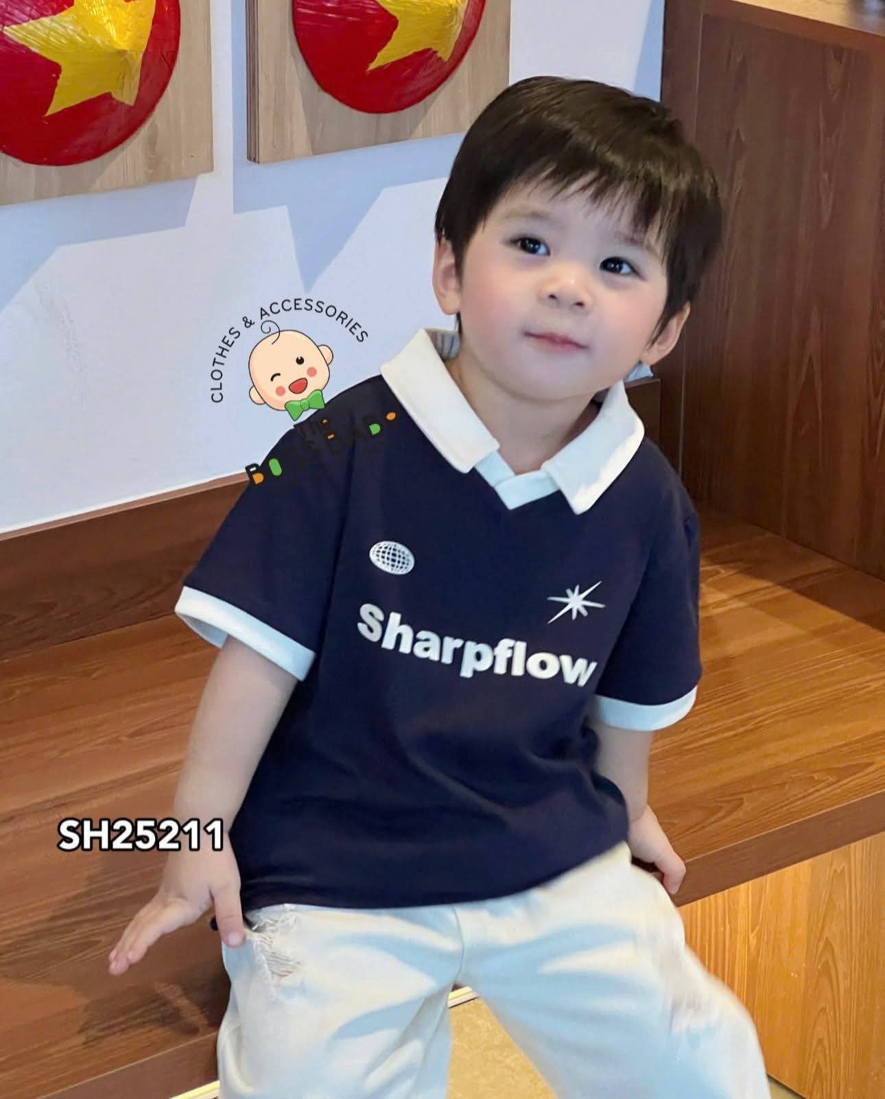 Set bộ polo xanh quần dài jean trắng SHARPFLOW_thumbnail_2