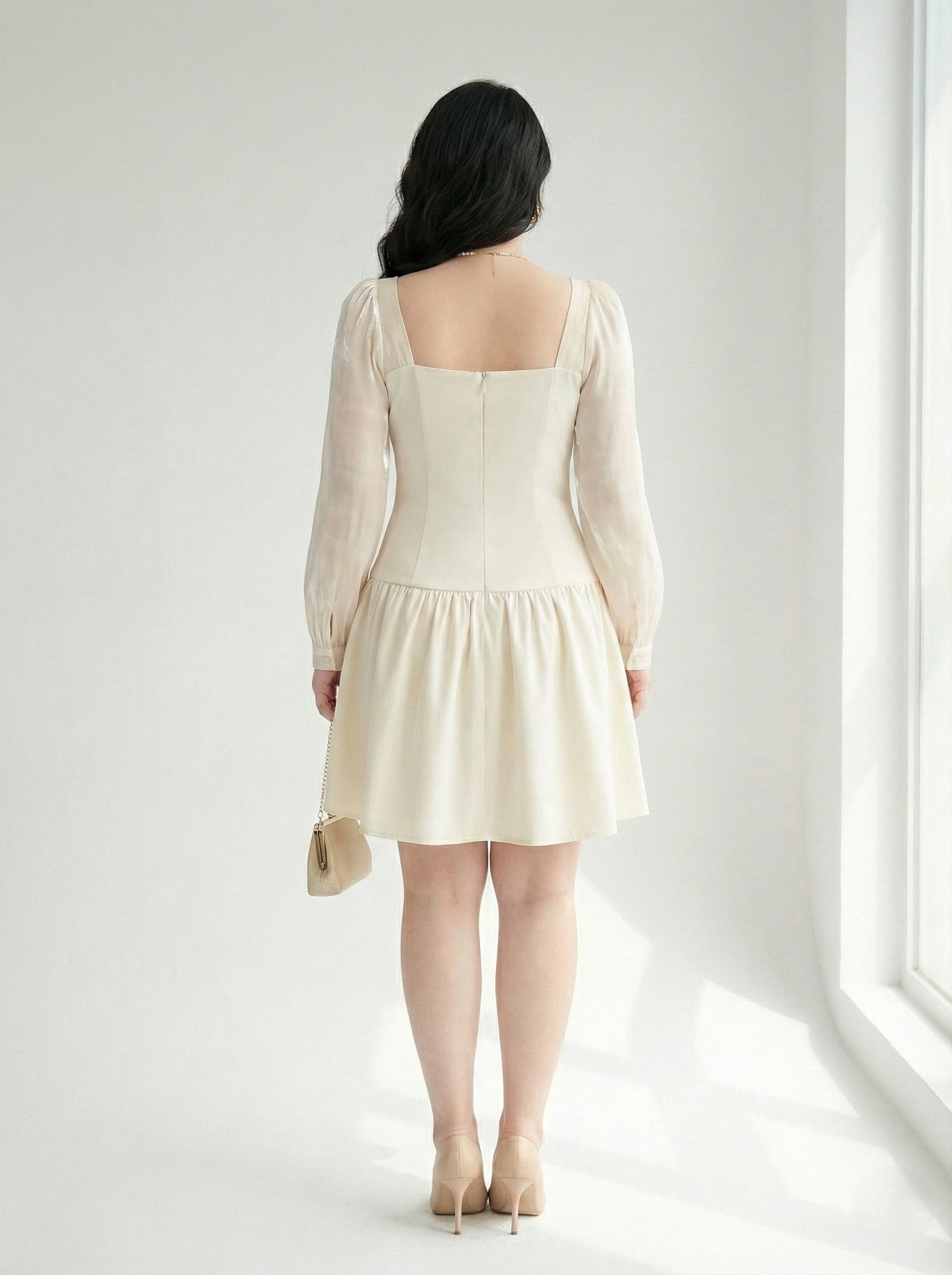 BIGSIZE-Đầm dáng A ngắn phối tay V-DA197_thumbnail_3