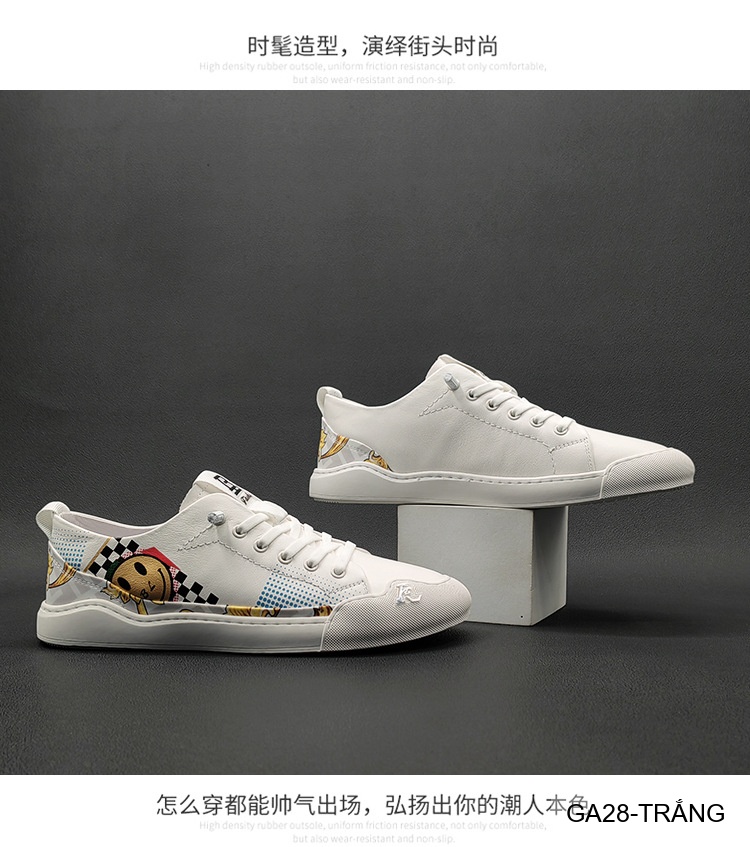 GA28 - Giày Sneaker Nam Da Bò Thiết Kế Smile Độc Đáo, Phong Cách Thường Ngày_thumbnail_5