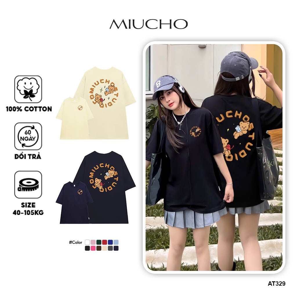 Áo thun unisex form rộng AT329 Miucho basic tee tay lỡ dành cho nam nữ in graphic_thumbnail_7