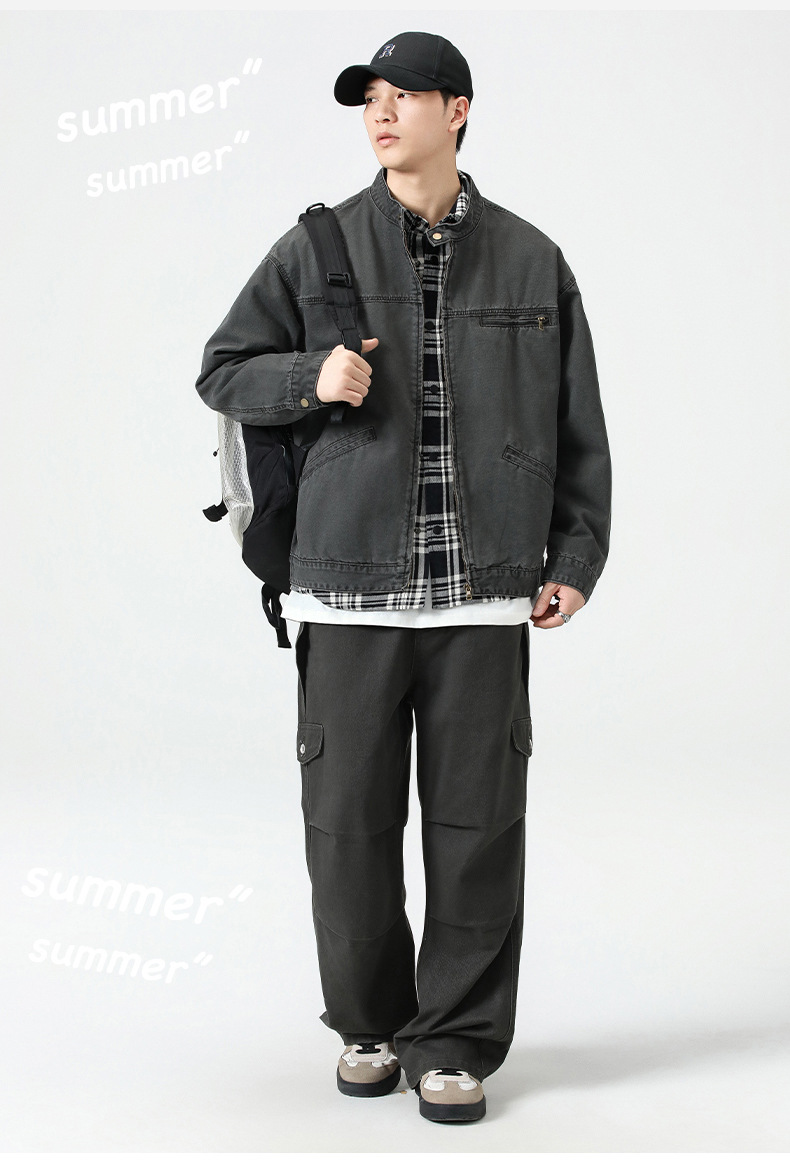 Áo Khoác Denim Đường Phố Cao Cấp Mỹ – Nam 2024  Phong cách Retro – Form Rộng – Thời Trang Xuân Thu – Đi chơi, đi làm, đi xe máy đều đẹp_thumbnail_7