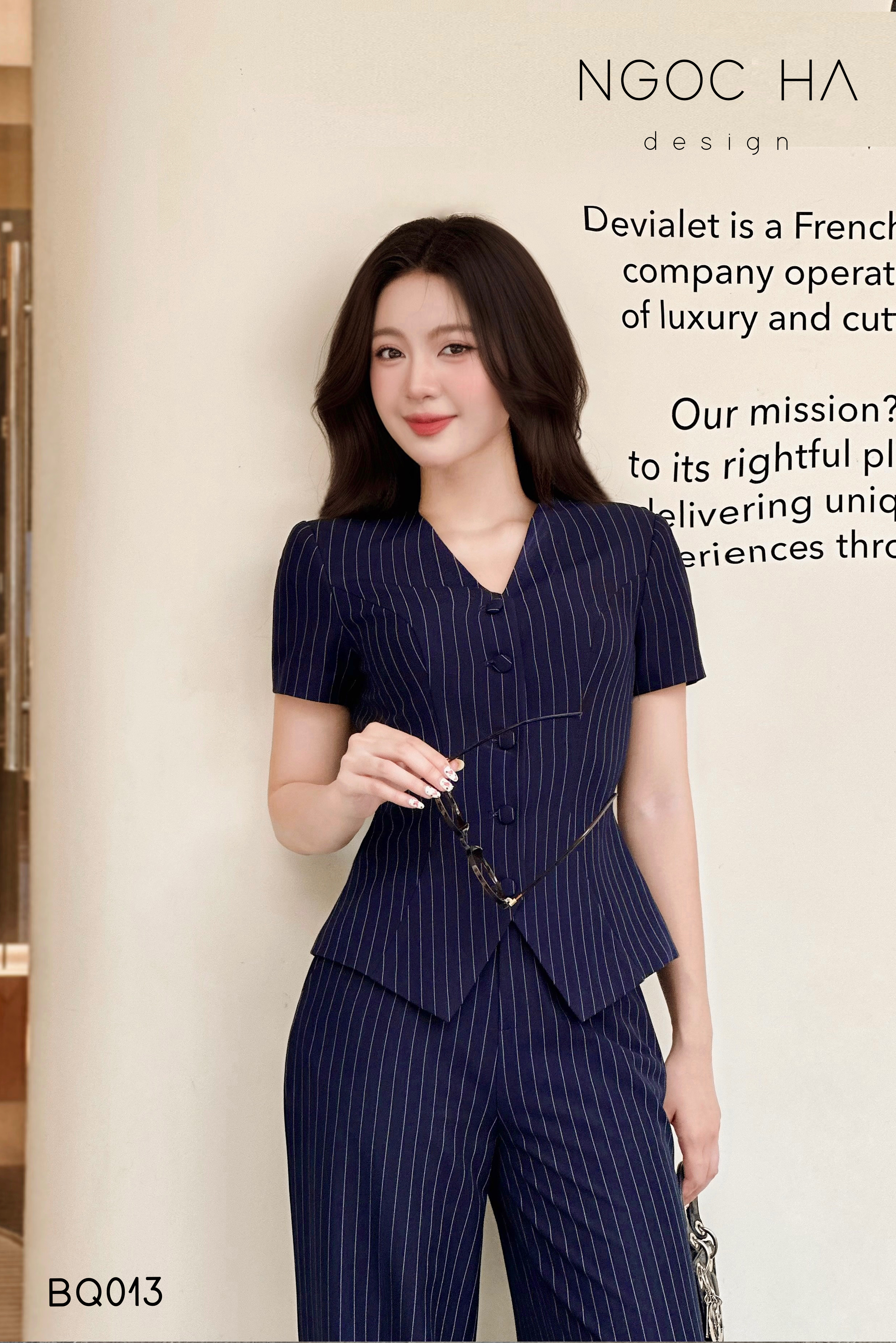 Vittoria Set_ Bộ Vest Cổ V Quần Suông Kẻ Sọc BQ013_thumbnail_3