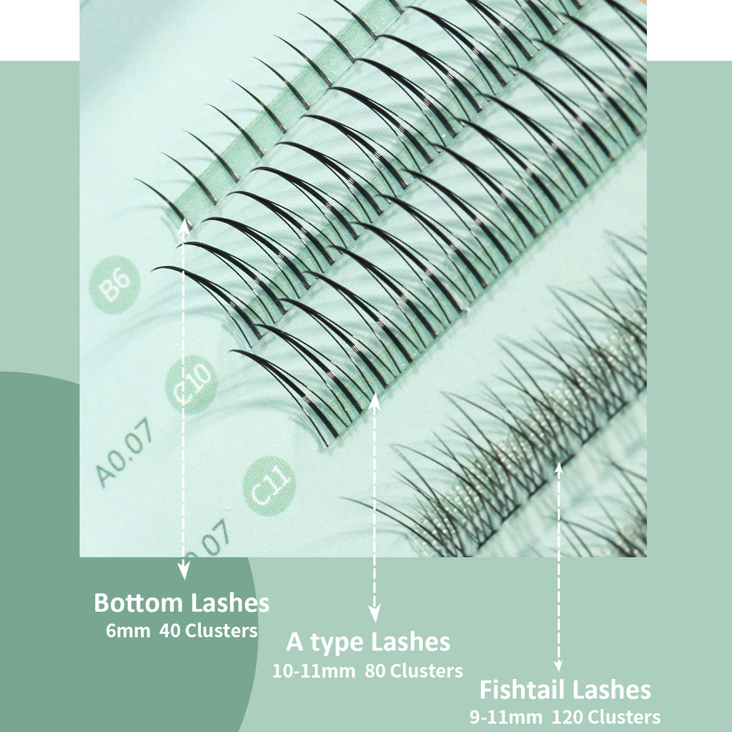 G102 Bộ Mi Giả Tự Nhiên GEPOYA 3D - Mi Chùm Cá Đuối, Mi Dưới, Mi A Type 6-12mm 120 Chùm - Dễ Dán, Nhẹ Nhàng, Chân Thật_thumbnail_7