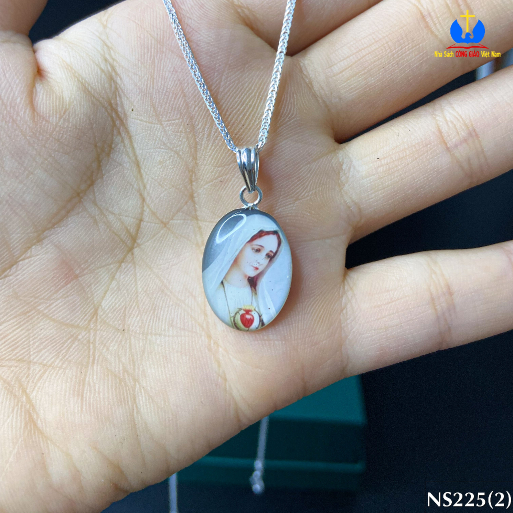 Mẫu ảnh bạc Đức Mẹ Maria - Mặt dây chuyền NS225-6 In hình theo yêu cầu - Quà tặng Công Giáo_thumbnail_2