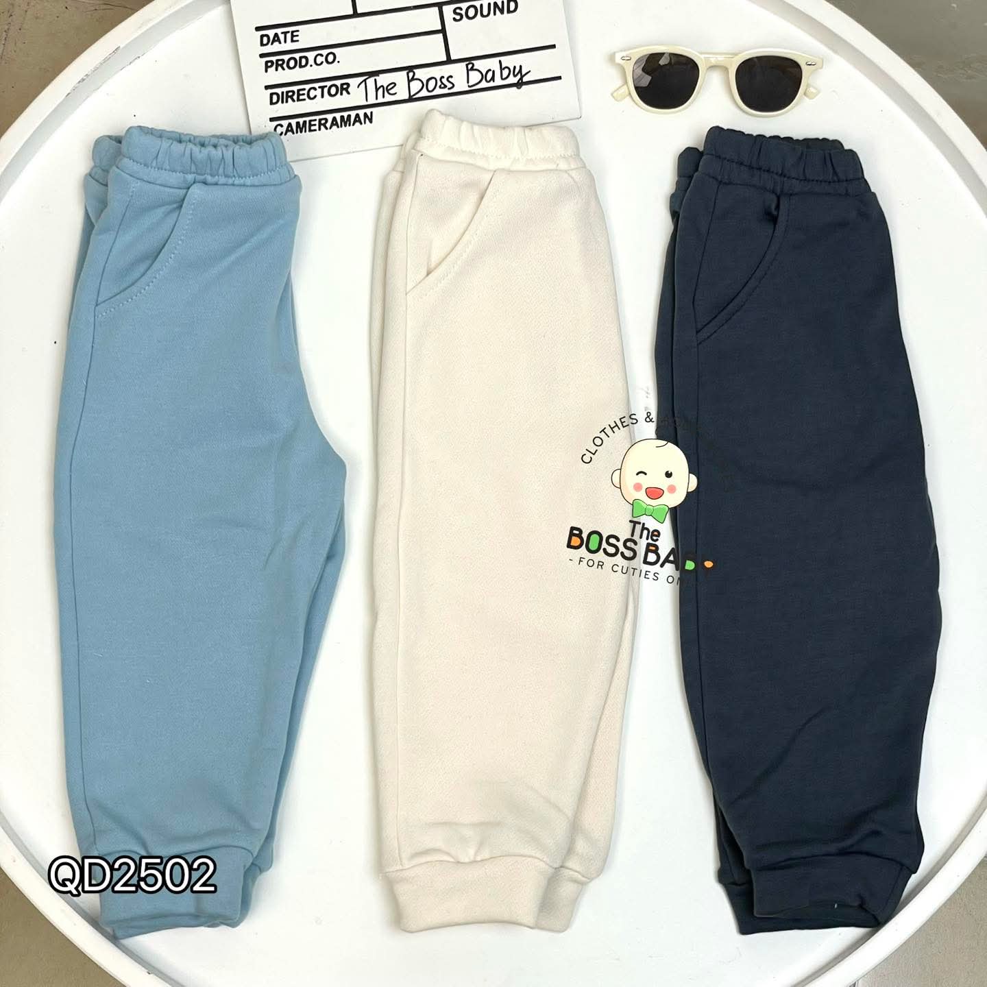 Set 3 quần nỉ da cá bo gấu xanh-ghi-be