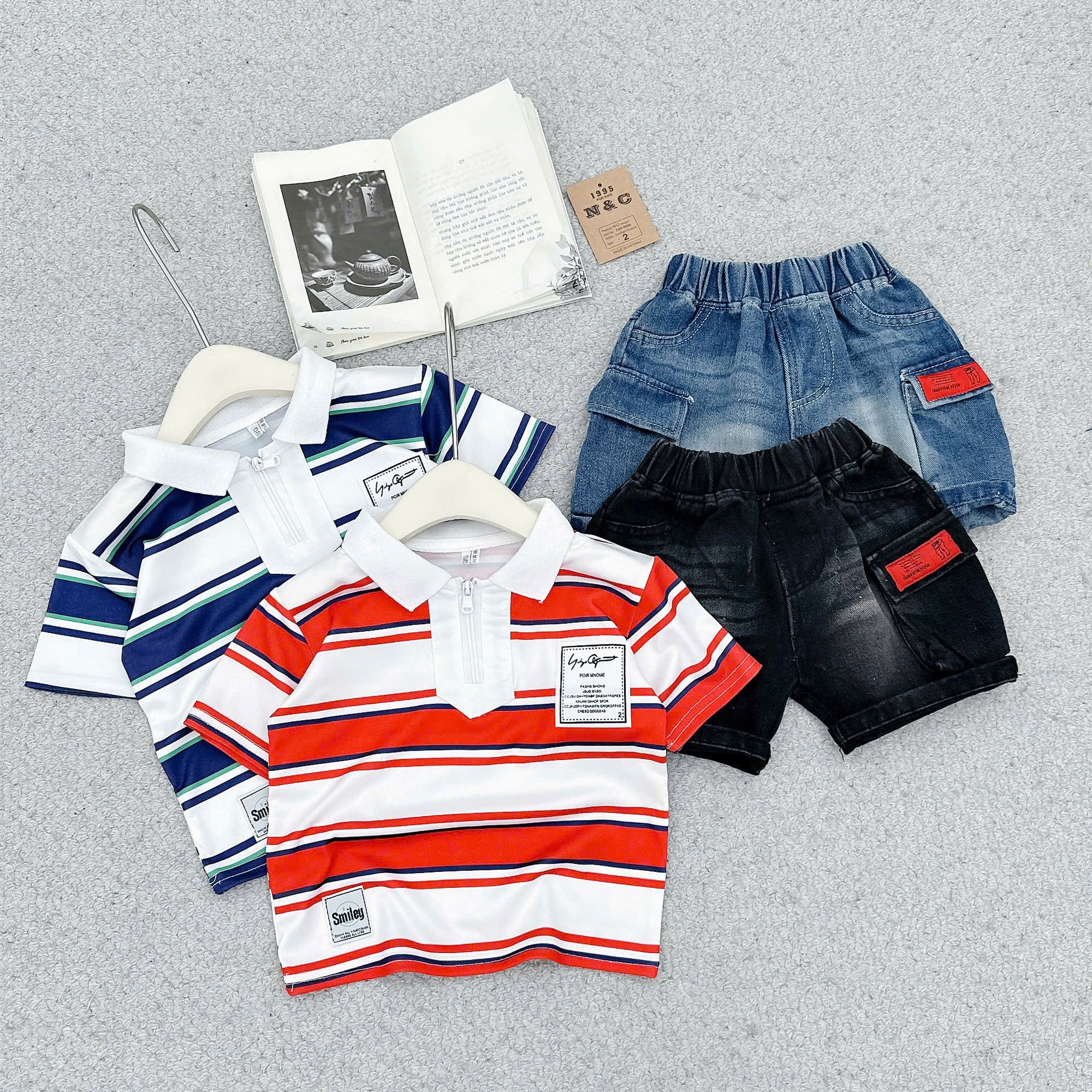 B53 BỘ CỘC QUẦN BÒ SỌC NGANG CÓ KHOÁ KÉO- A116.806