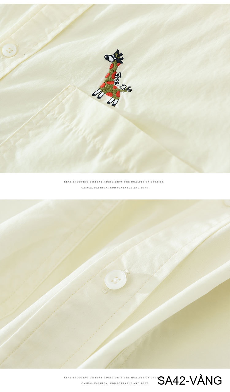 SA42 - Áo sơ mi nam ngắn tay phong cách Nhật, thêu hình hươu cao cổ, chất cotton thoáng mát_thumbnail_11