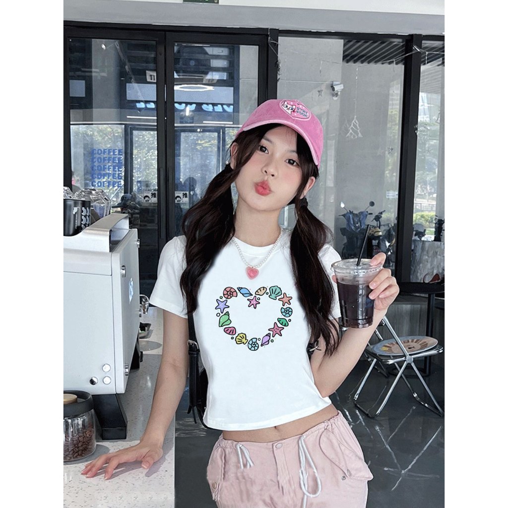 Áo thun baby tee mùa hè in trái tim xinh xắn ABD1024 Miucho tay ngắn Cổ tròn hotrend in artwork_thumbnail_5