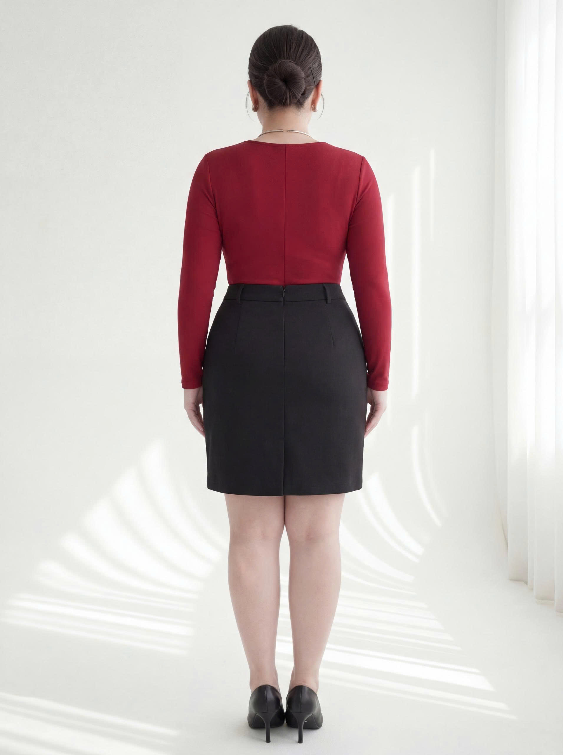 BISGZIE NỮ - Áo thun kiểu cổ bẻ tay dài V-AK094_thumbnail_2