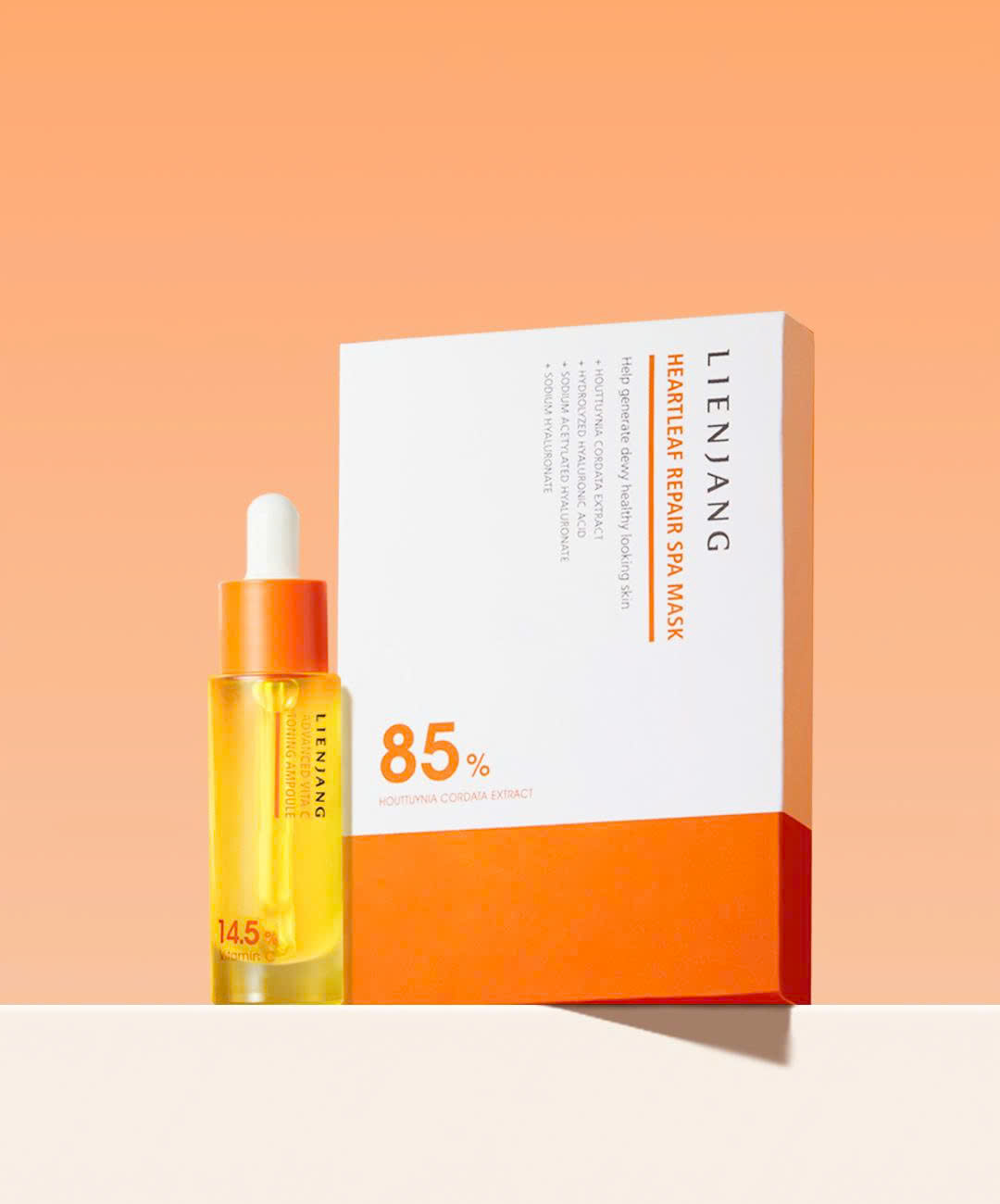 COMBO LIENJANG ADVANCED VITA C TONING AMPOULE 14.5% & HEARTLEAF REPAIR SPA MASK - Combo Serum Và Mặt Nạ Dưỡng Trắng Sáng Da Phục Hồi Giảm Kích Ứng - Vitamin C 14.5%, Rau Diếp Cá 85% - [LJ016]