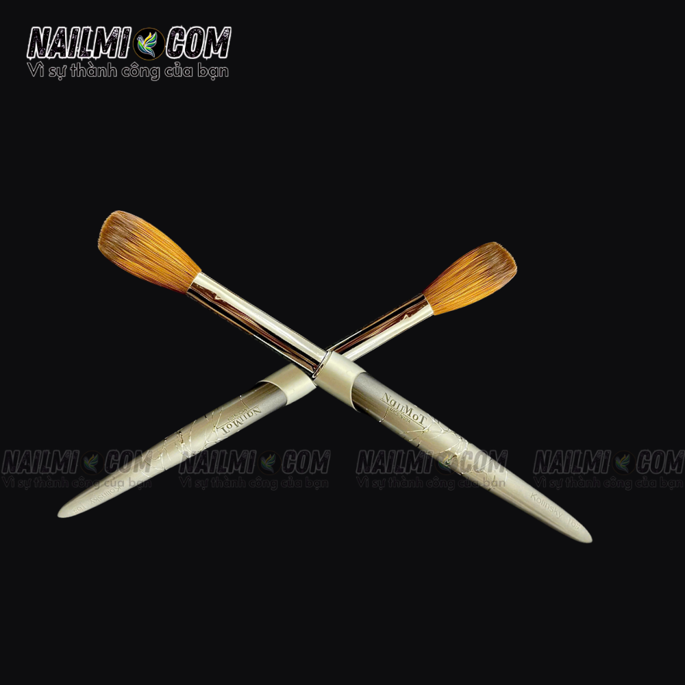 Cọ đắp bột - acrylic nail brush - số 16 - Kolinsky Nailmot - cán kim loại