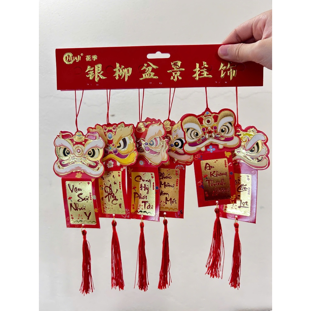 Bộ SET 6 Dây Treo Trang Trí Tết, Đầu Lân Chúc Phúc, Treo Cây Mai Cửa Nhà, Đỏ Vàng May Mắn 356BD_thumbnail_2