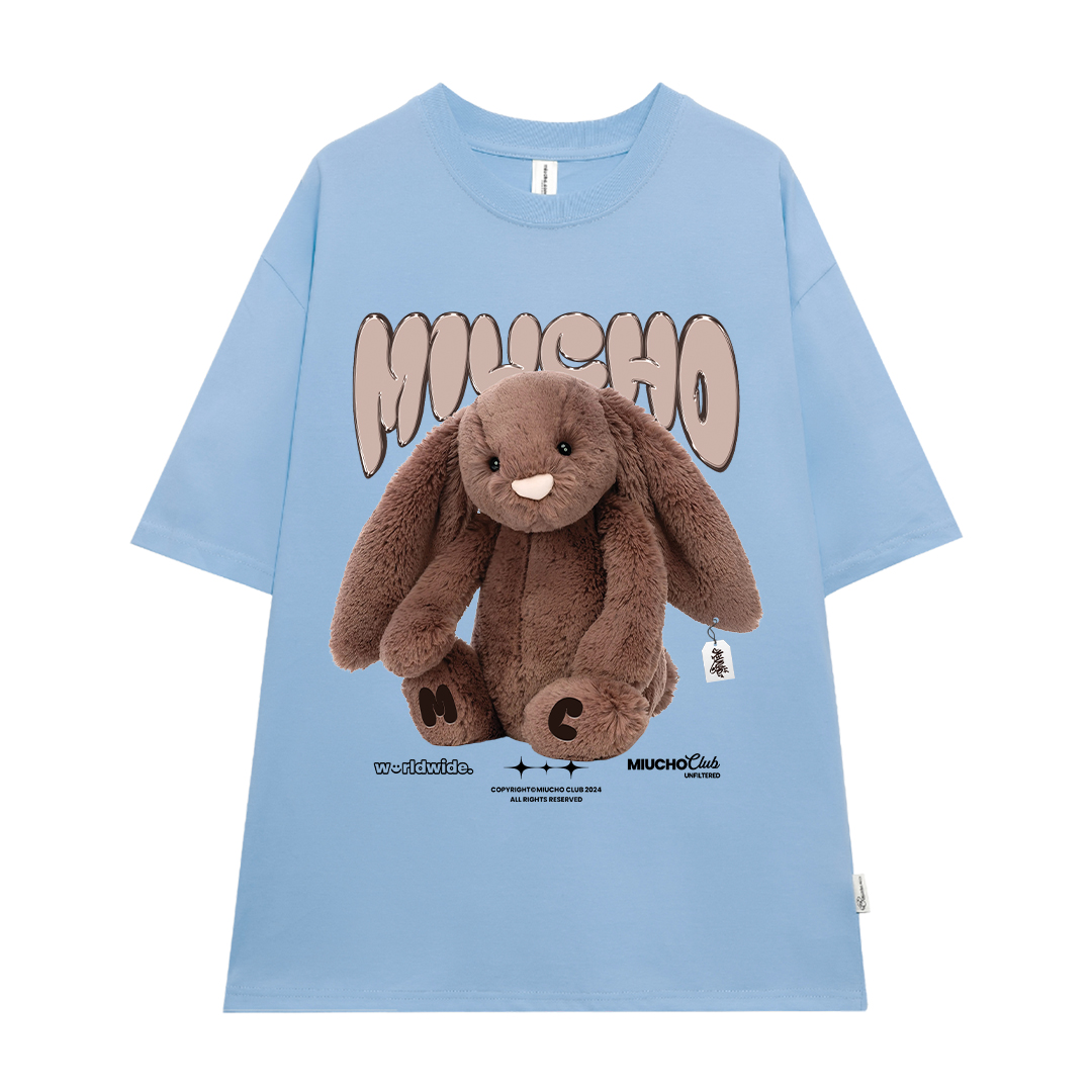 Áo thun thỏ Bunny form rộng local brand ATD1253 Miucho tay ngắn cổ tròn in mix_thumbnail_12