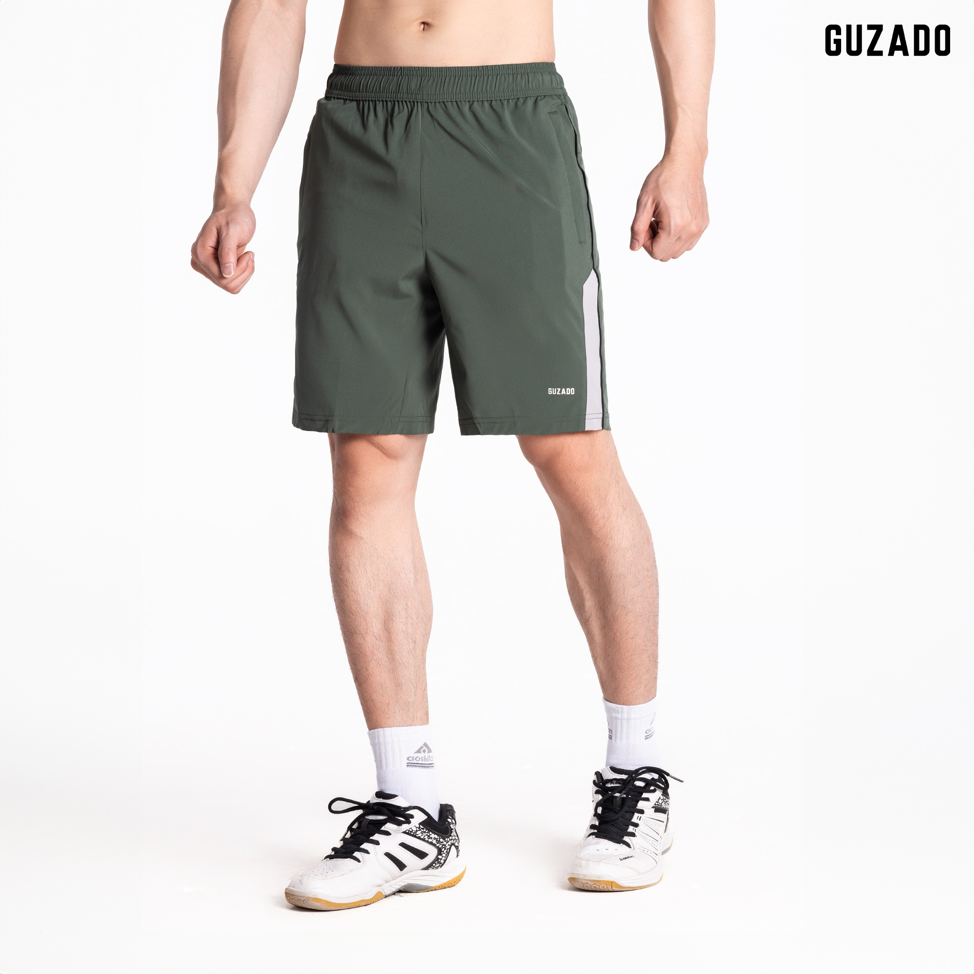 Quần Short Nam Thể Thao GUZADO Vải Gió,Phối Sọc GSR08_thumbnail_4