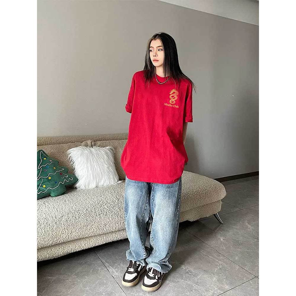 Áo thun unisex in hình rồng local brand form rộng ATD753 Miucho cotton cổ tròn in mix_thumbnail_4