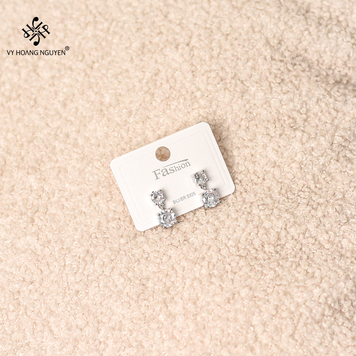 Phụ Kiện Khuyên Tai 2 Đá Tròn