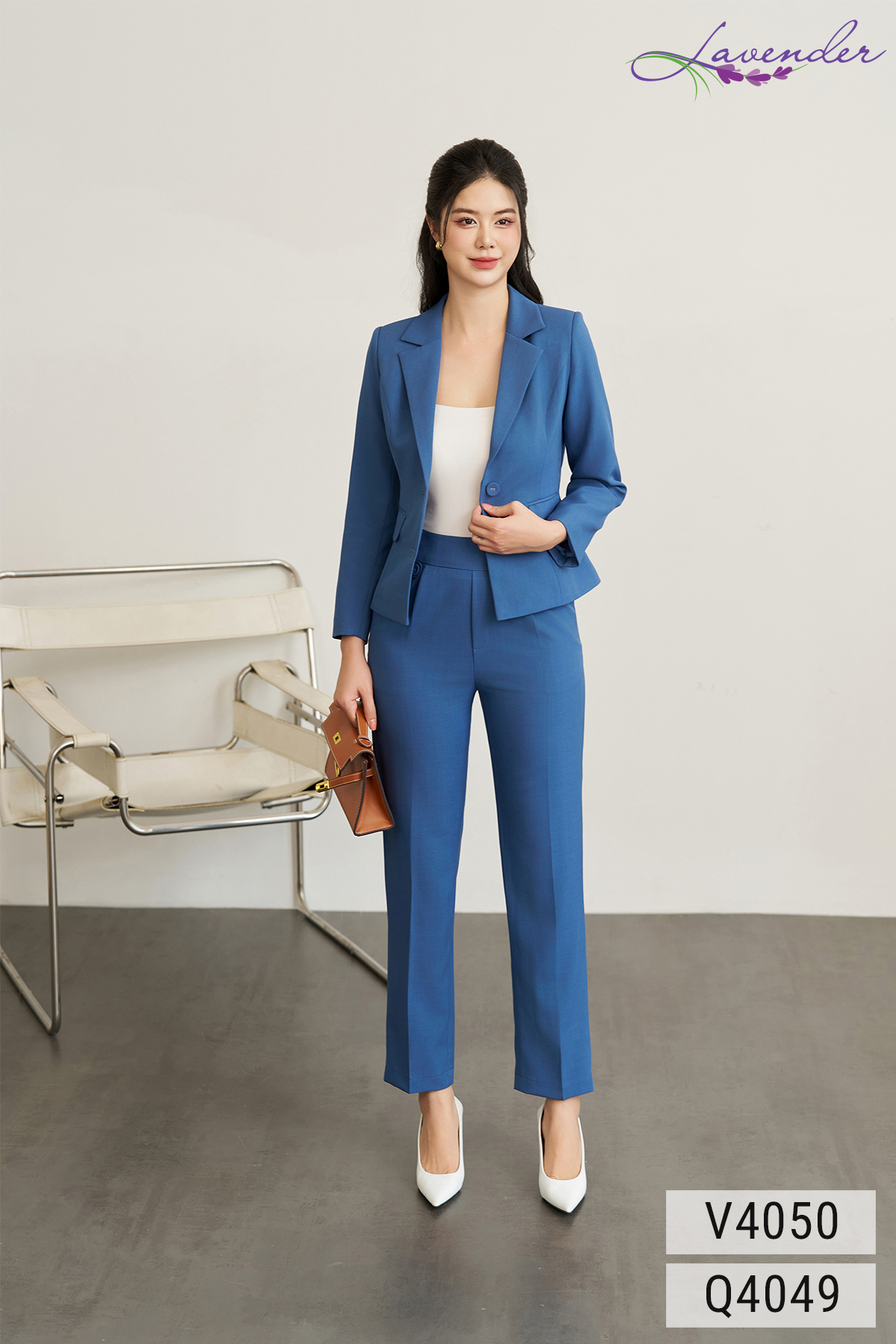 ÁO VEST màu xanh cổ ve V4050