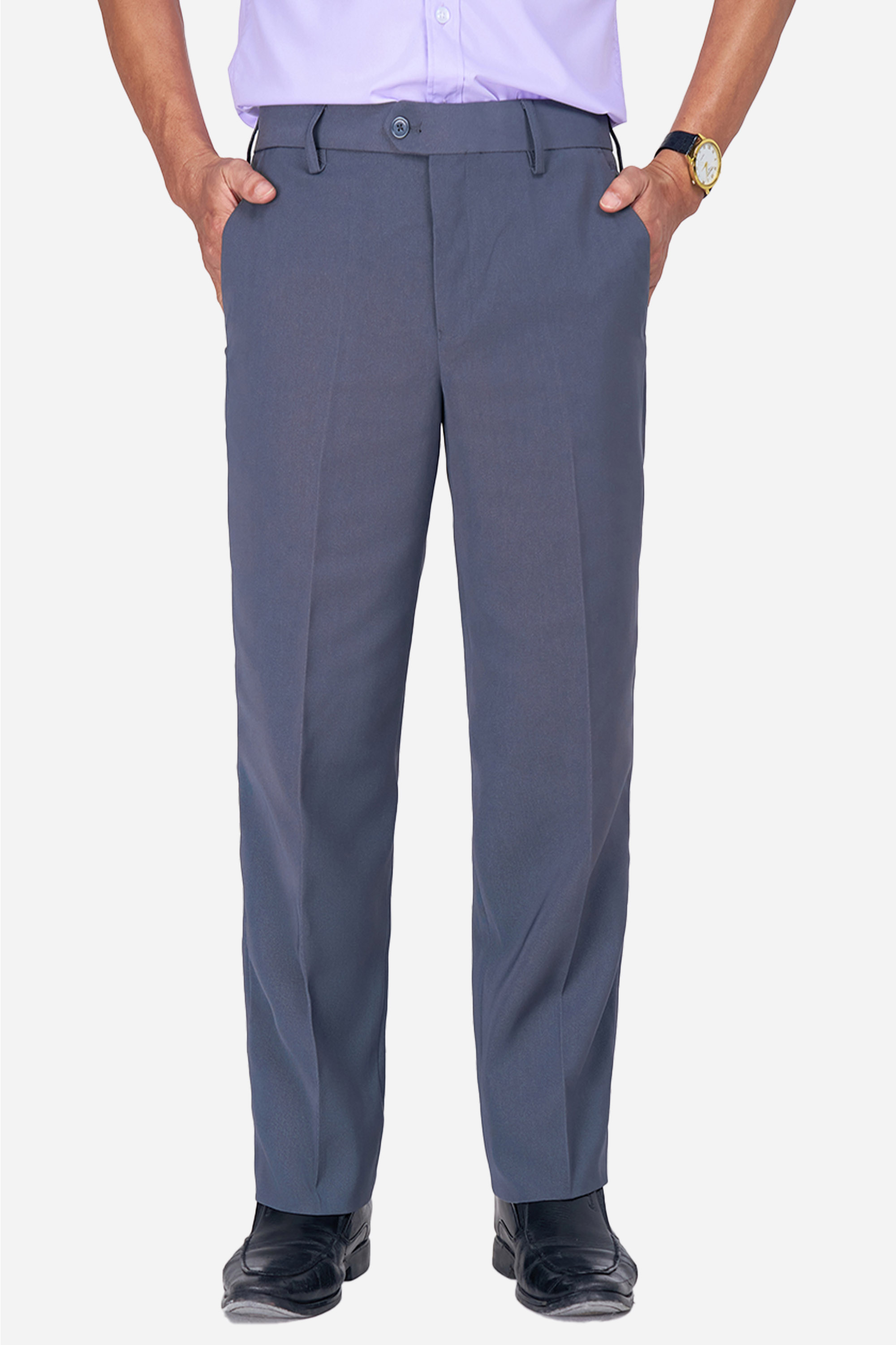 Quần Âu 0 Li Nam Trung Niên ANCHI Chất Liệu Vải Tăm Phom Suông Ống Rộng Màu Ghi Đậm