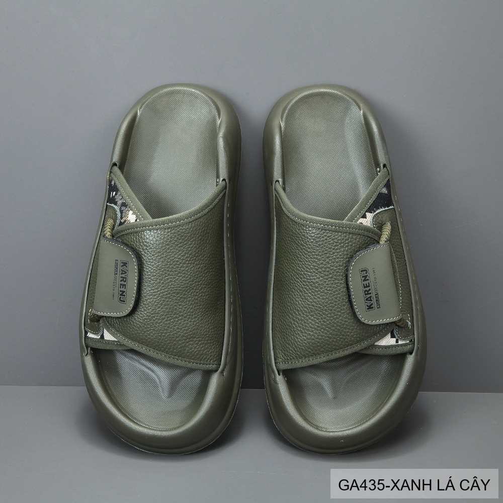 GA435 - Dép nam đế dày thời trang, chất liệu da bò mềm, màu xanh lá và đen_thumbnail_2