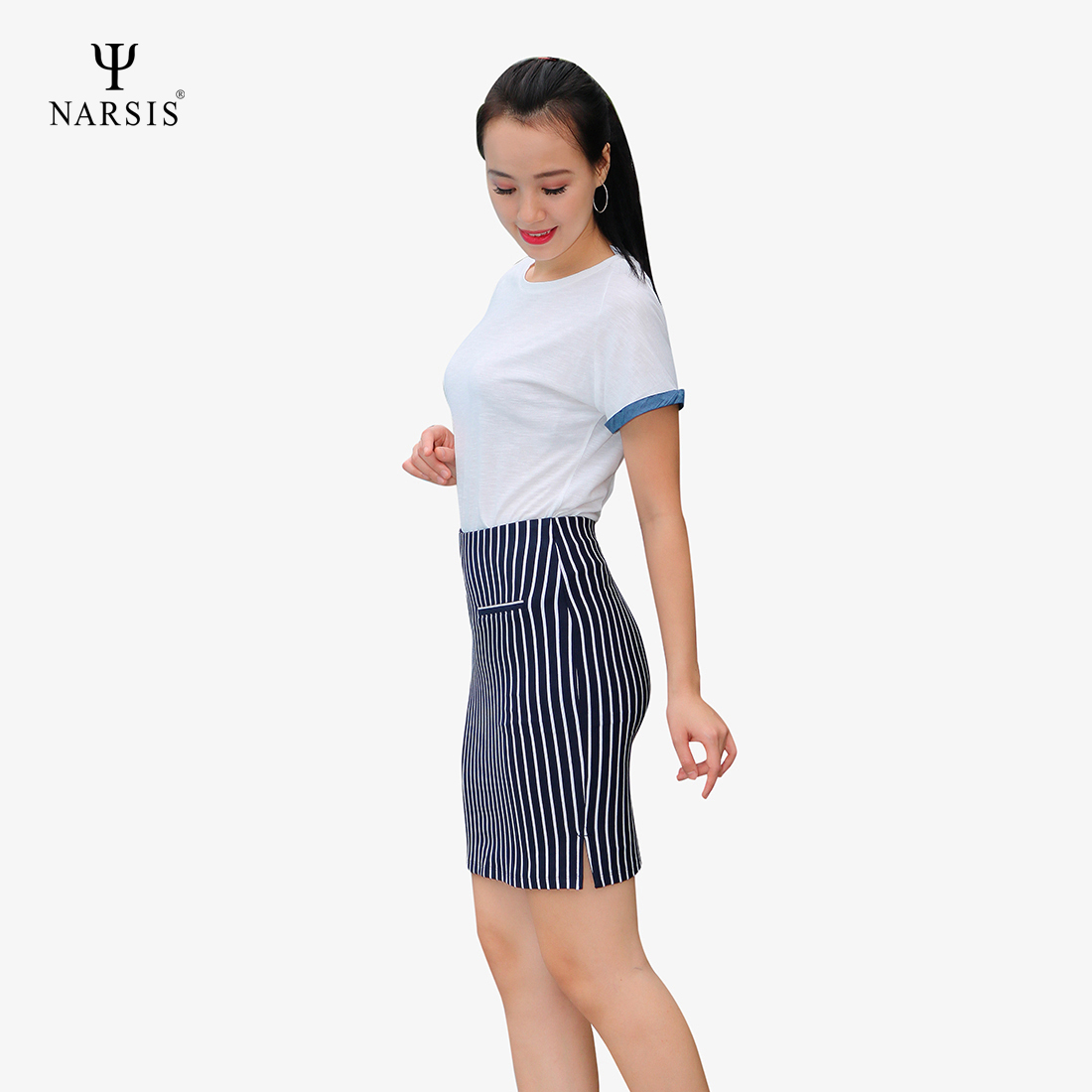 VÁY NỮ B8019 NARSIS VẢI COTTON SPANDEX CO GIÃN, THOÁNG MÁT, CHẤT LIỆU CHỐNG NHĂN, ĐÀN HỒI TỐT_thumbnail_1