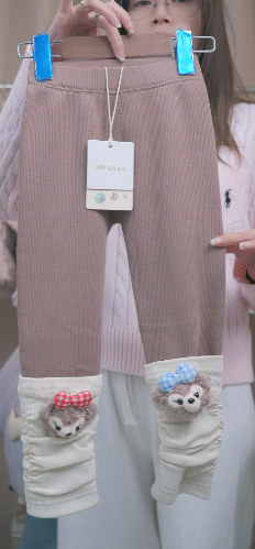 (Q156) Quần legging nâu gấu gập đính gấu opolala