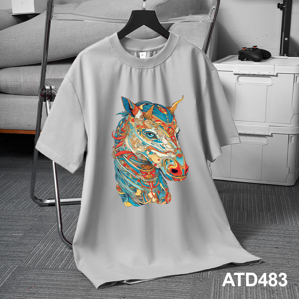 Áo thun nam form rộng 12 con giáp tuổi Ngọ ATD483 Miucho Iconic cotton cổ tròn in graphic_thumbnail_6