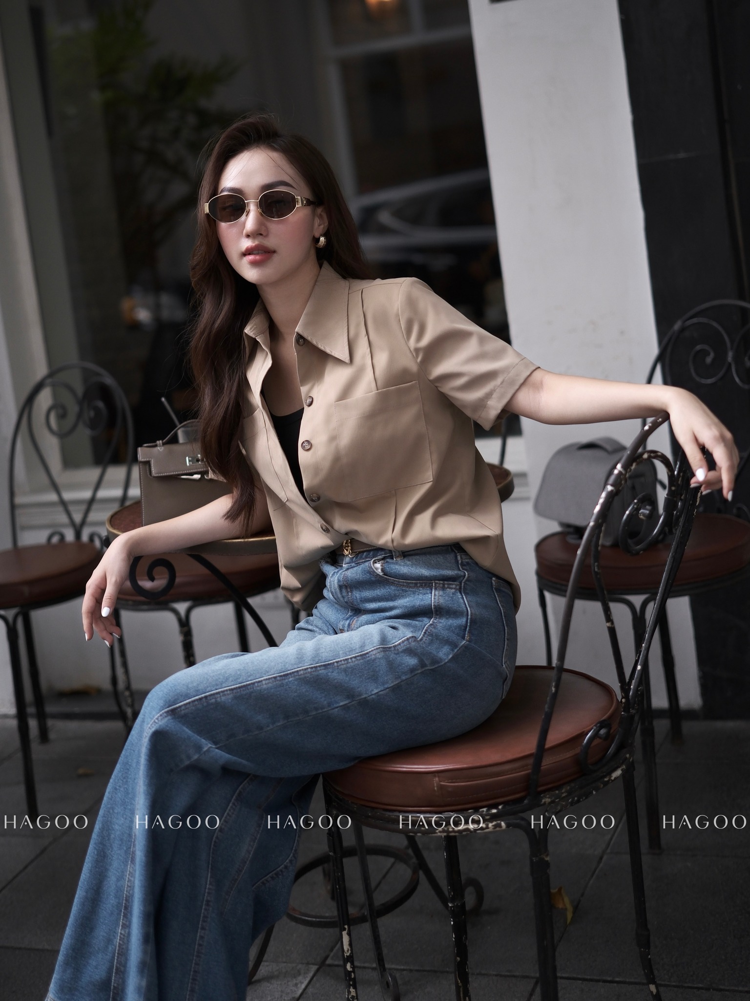 Áo sơ mi kaki cộc tay nắp túi HAGOO_thumbnail_1