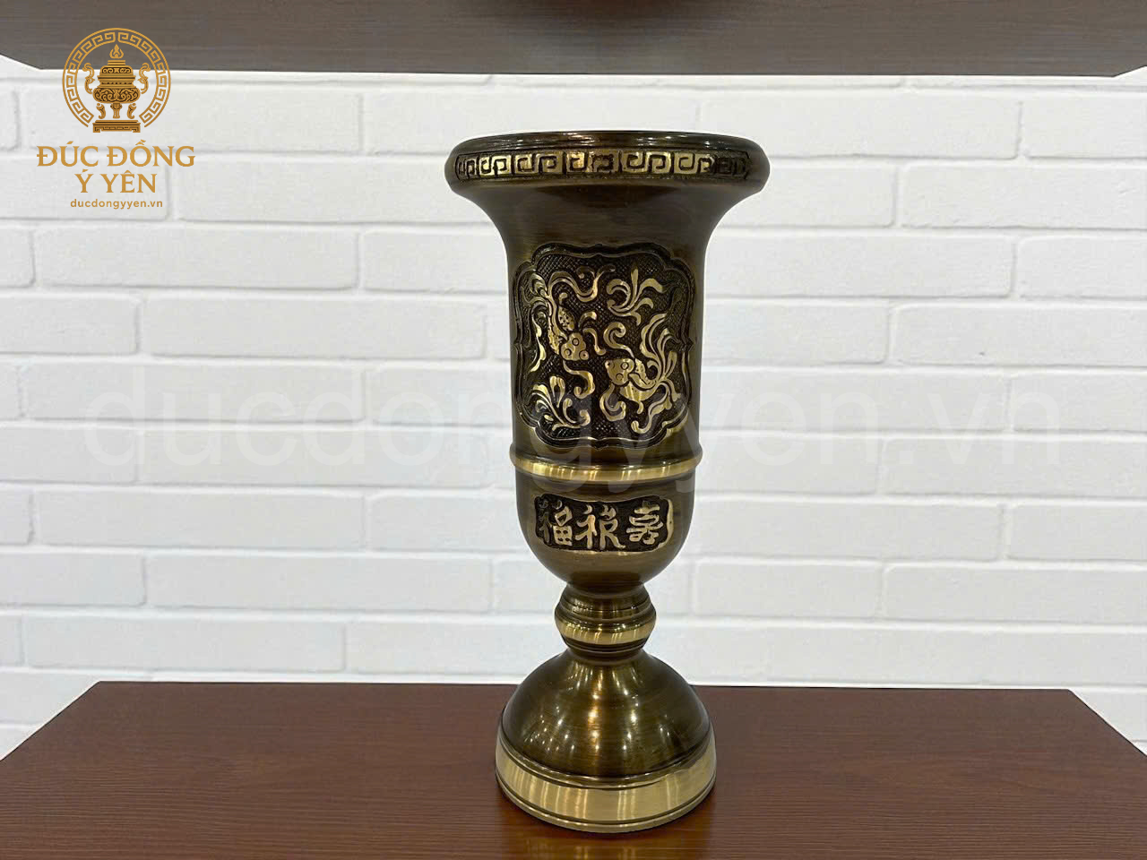 Ống hương đồng vàng thàu làm màu giả cổ _thumbnail_1