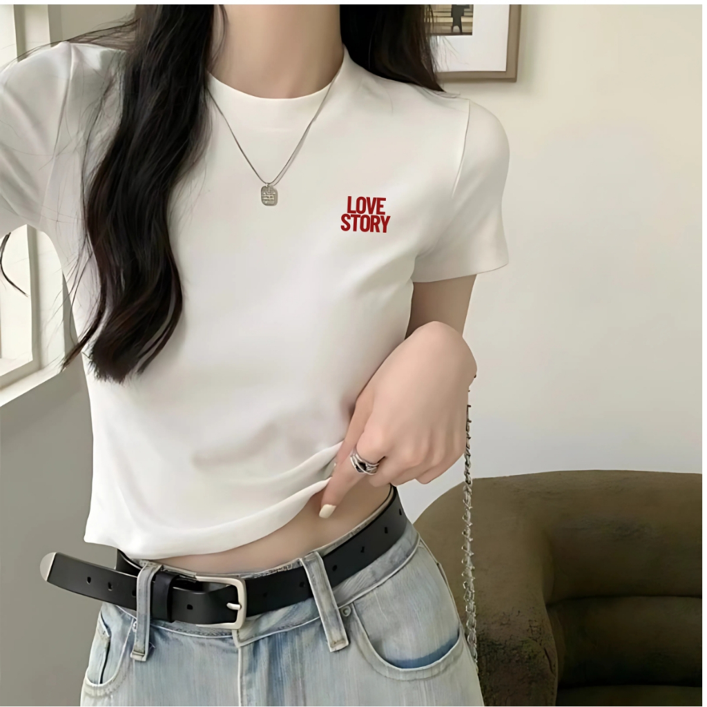 [Form Ôm] Áo croptop nữ màu trắng chất liệu cotton co giãn 4 chiều - Áo baby tee LOZA dáng ôm - Mã G0282_thumbnail_1