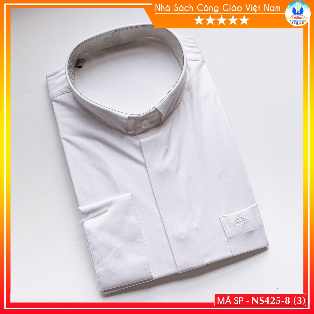 Áo Sơ Mi cổ côn linh mục dài tay NS425-8 Quà tặng  Lễ quan thầy, truyền chức, sinh nhật cha xứ