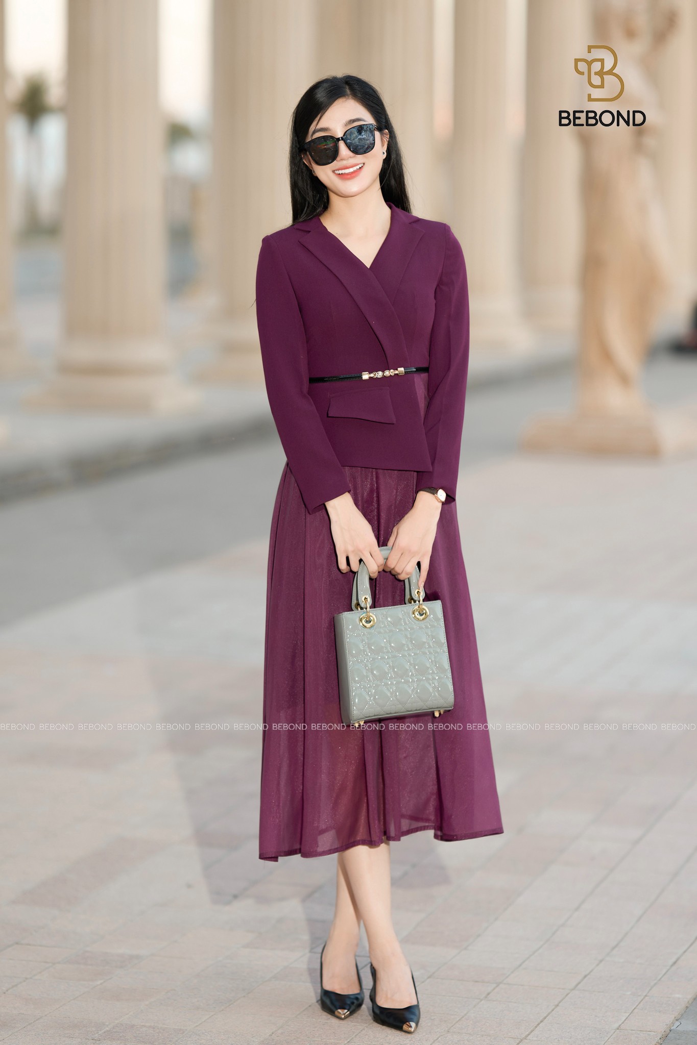 Đầm VIVIAN tà lệch viền túi màu tím_thumbnail_1