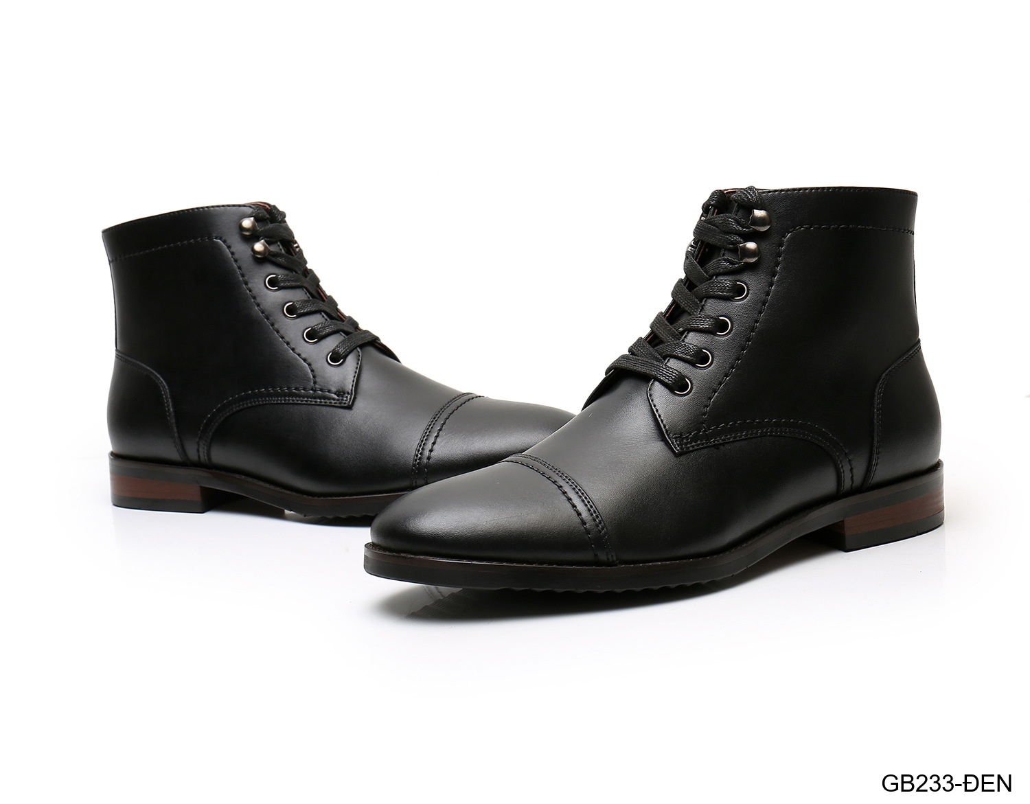 GB233 - Giày Boots Martin Nam Da Bò Phong Cách Anh, Đế Cao Su Chống Trượt, Màu Đen Kaki_thumbnail_10