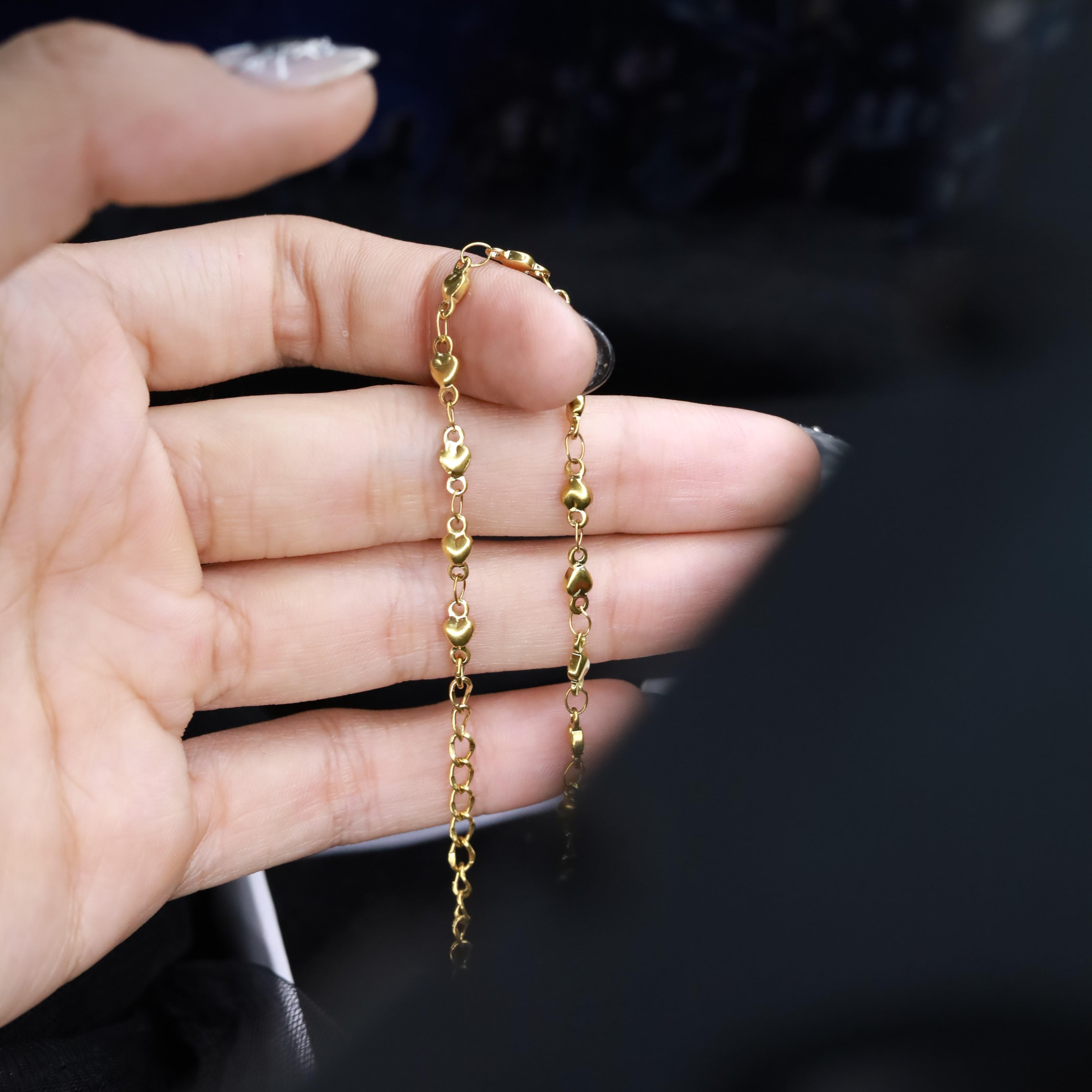 Vòng tay titan mạ vàng 18K mắc xích tim_thumbnail_2