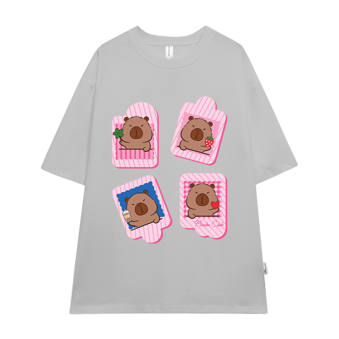 Áo phông form rộng Capybara unisex ATD1494 Miucho vải cotton thoáng mát cổ tròn in mix_thumbnail_17