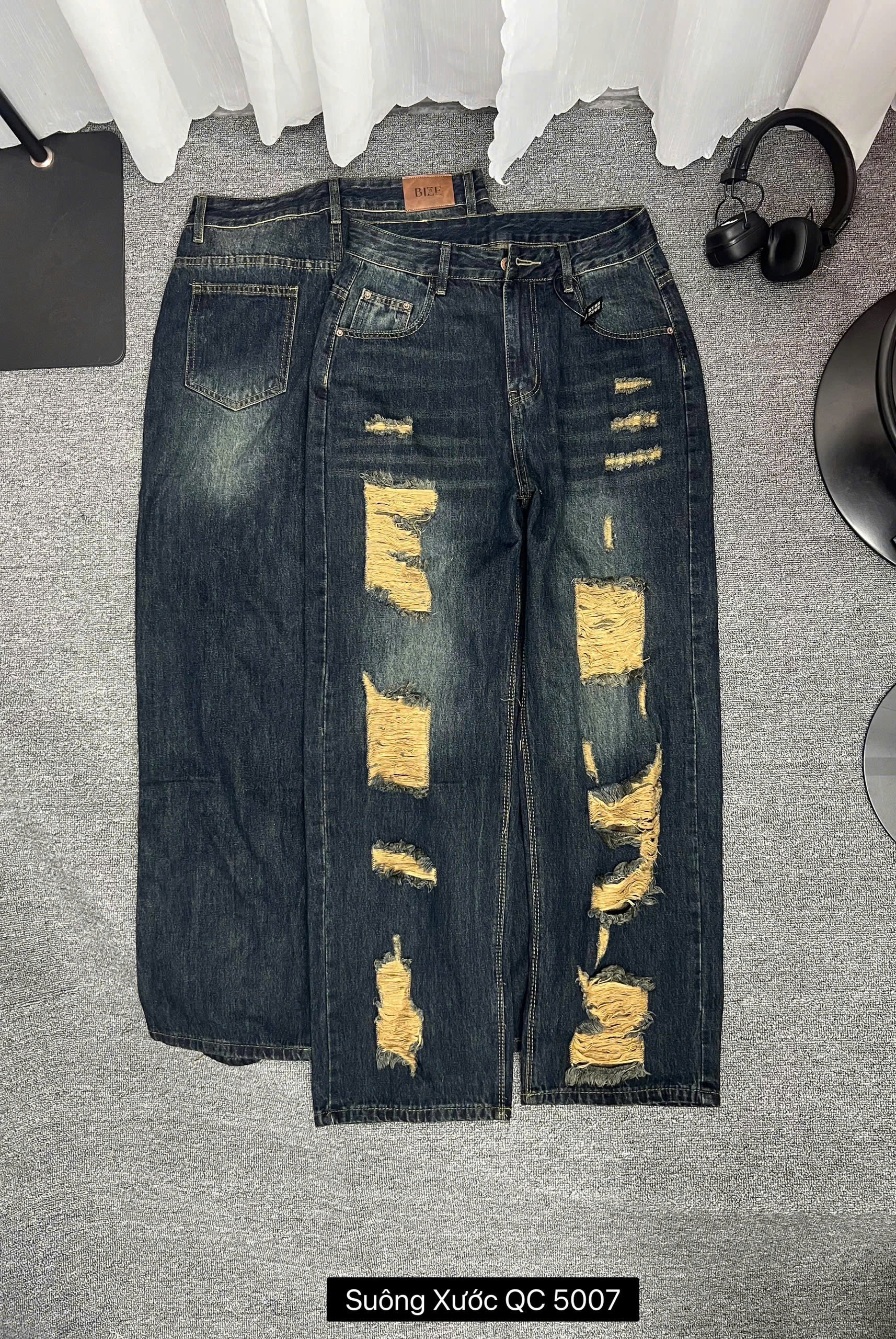 Quần jean suông rách màu mới bigsize QJ5007 dành cho nàng béo mập từ 55-90kg_thumbnail_8