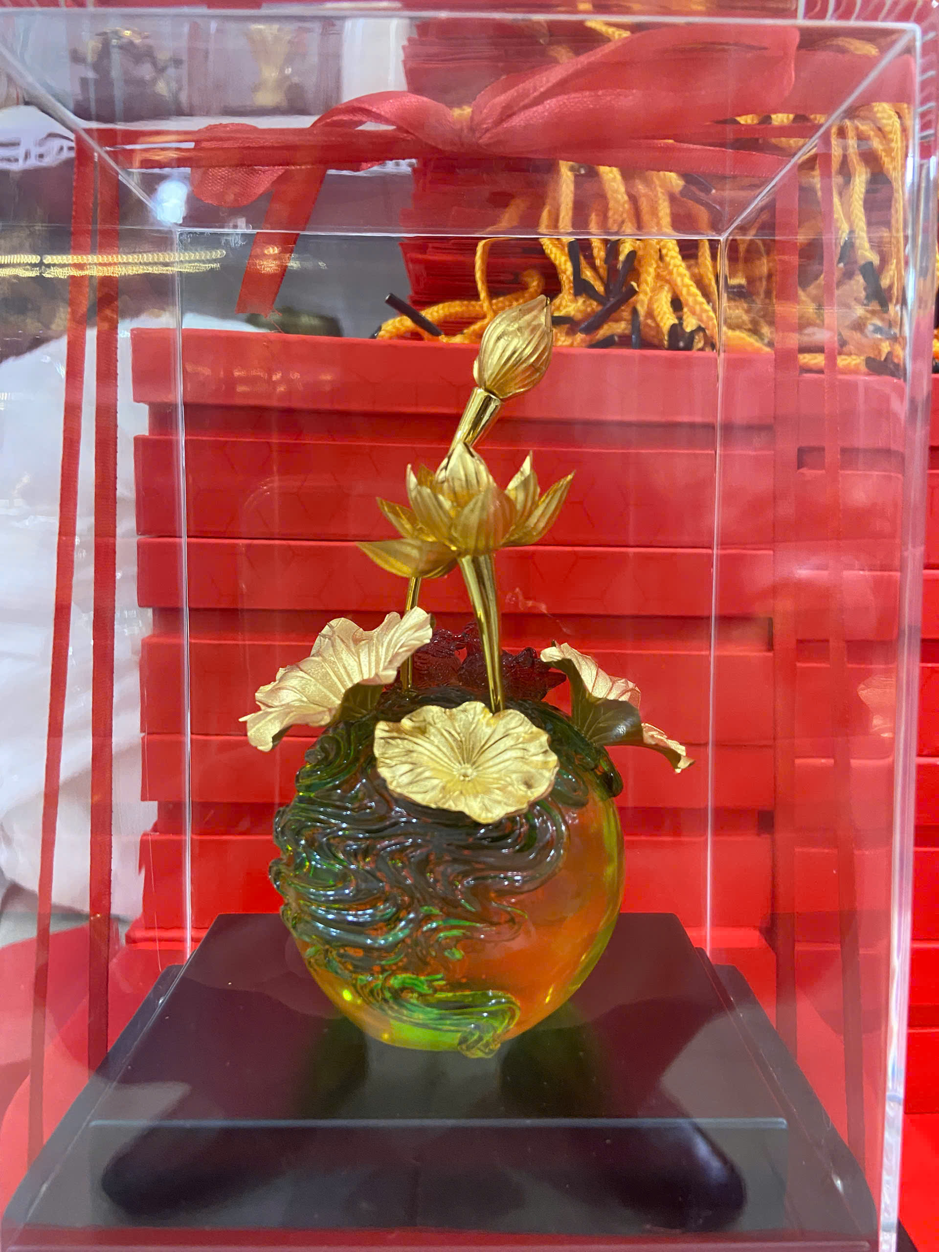 Cây hoa sen mạ vàng 24k - quà tặng hoa sen mạ vàng 24k cao 22 cm _thumbnail_3