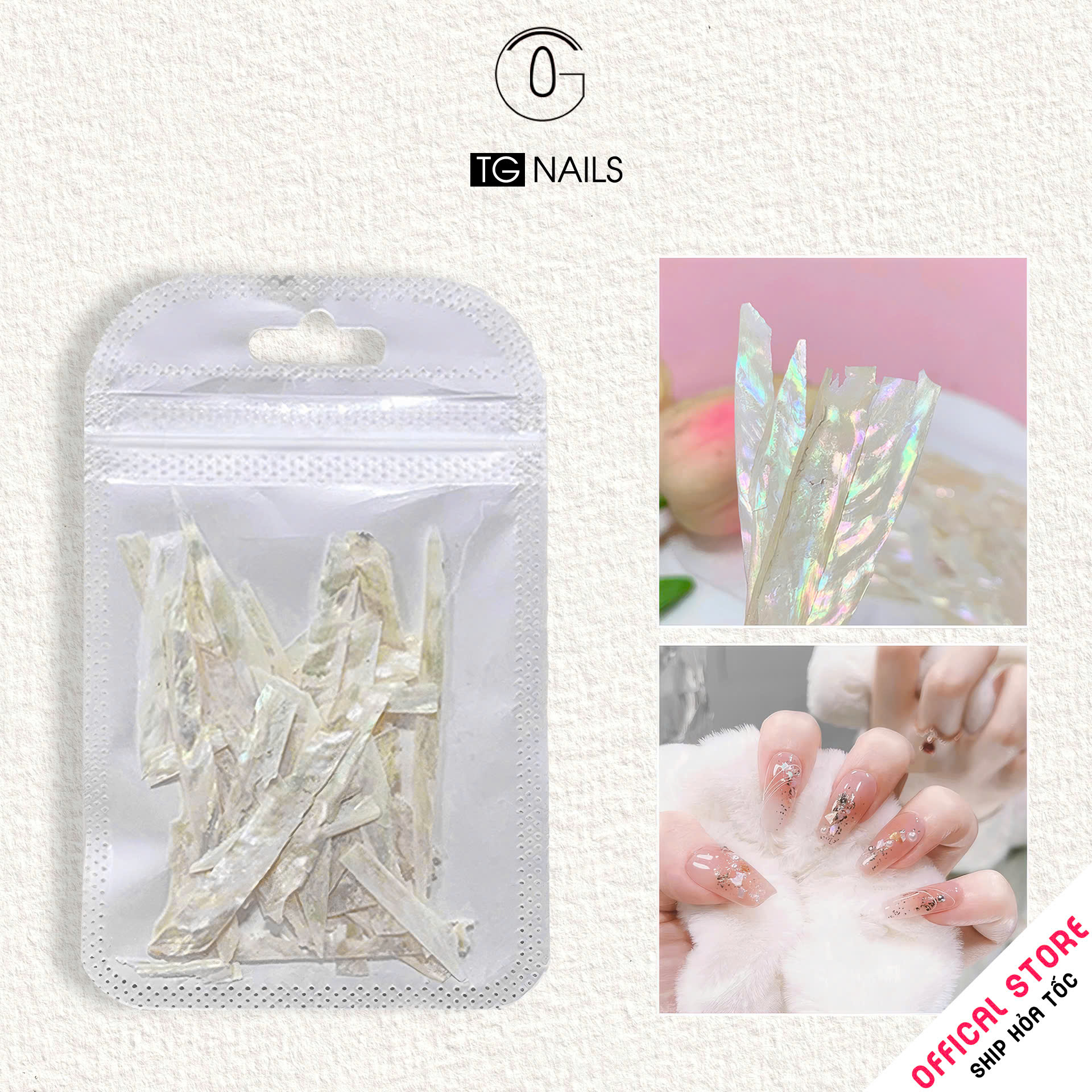 Xà cừ trắng mỏng mịn trang trí móng