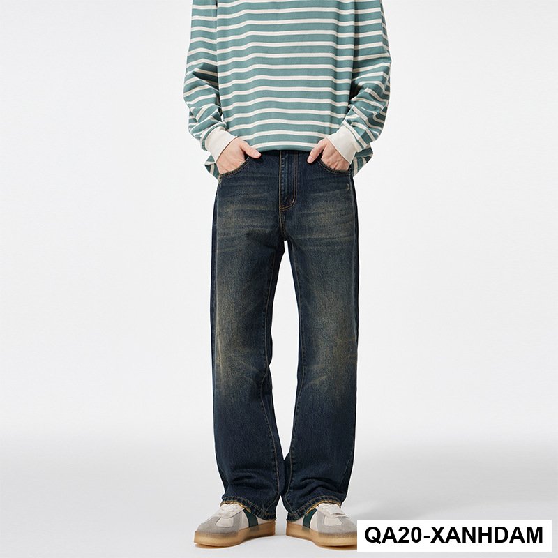 2025Mùa Thu Đông Phong Cách Mới Giặt Thiết Kế Trầy Xước Quần Jean Nam Mỹ Retro Ống Rộng Nguyên Chất Cotton Quần Tây_thumbnail_2