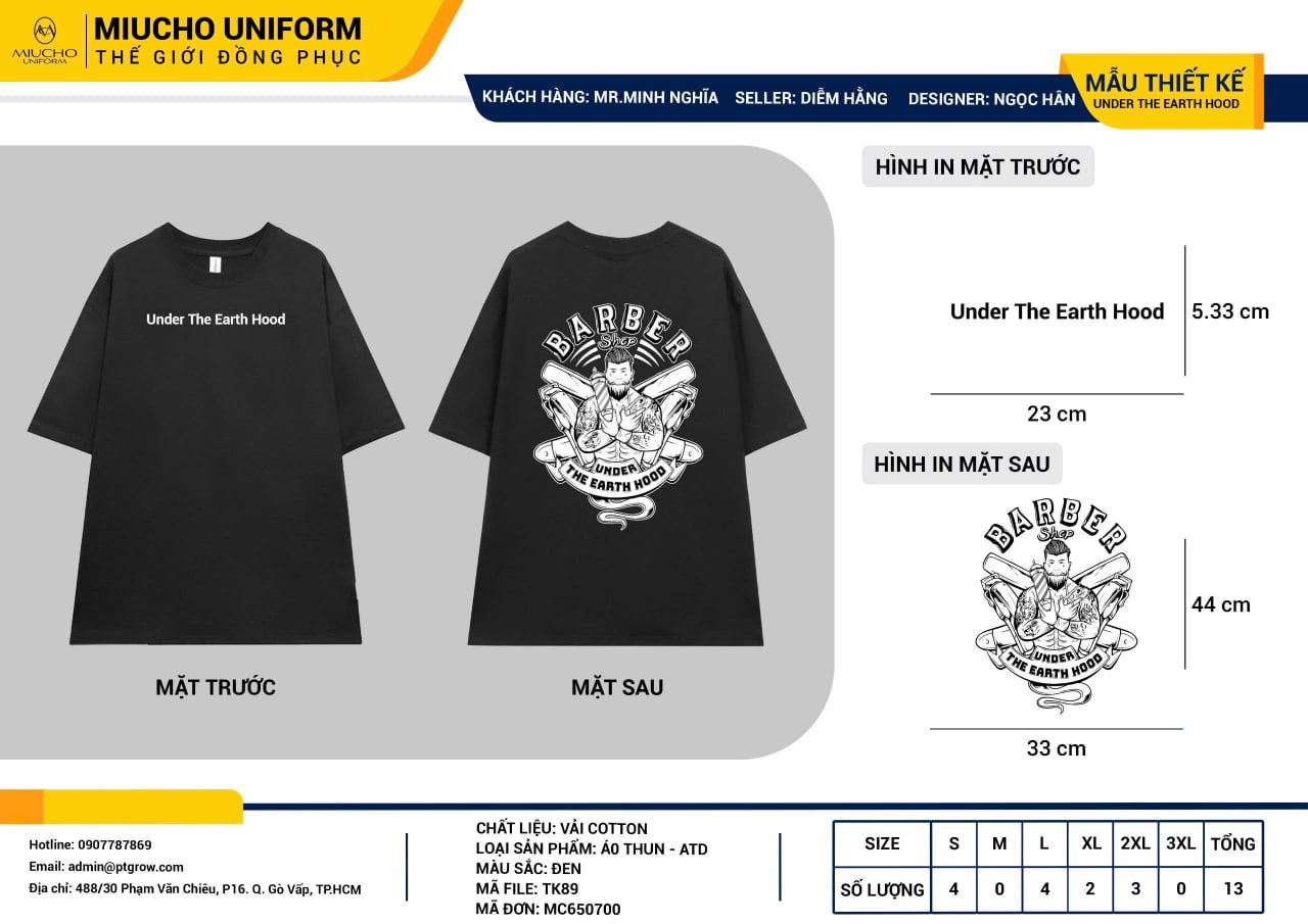 Áo thun thiết kế như yêu cầu TK89