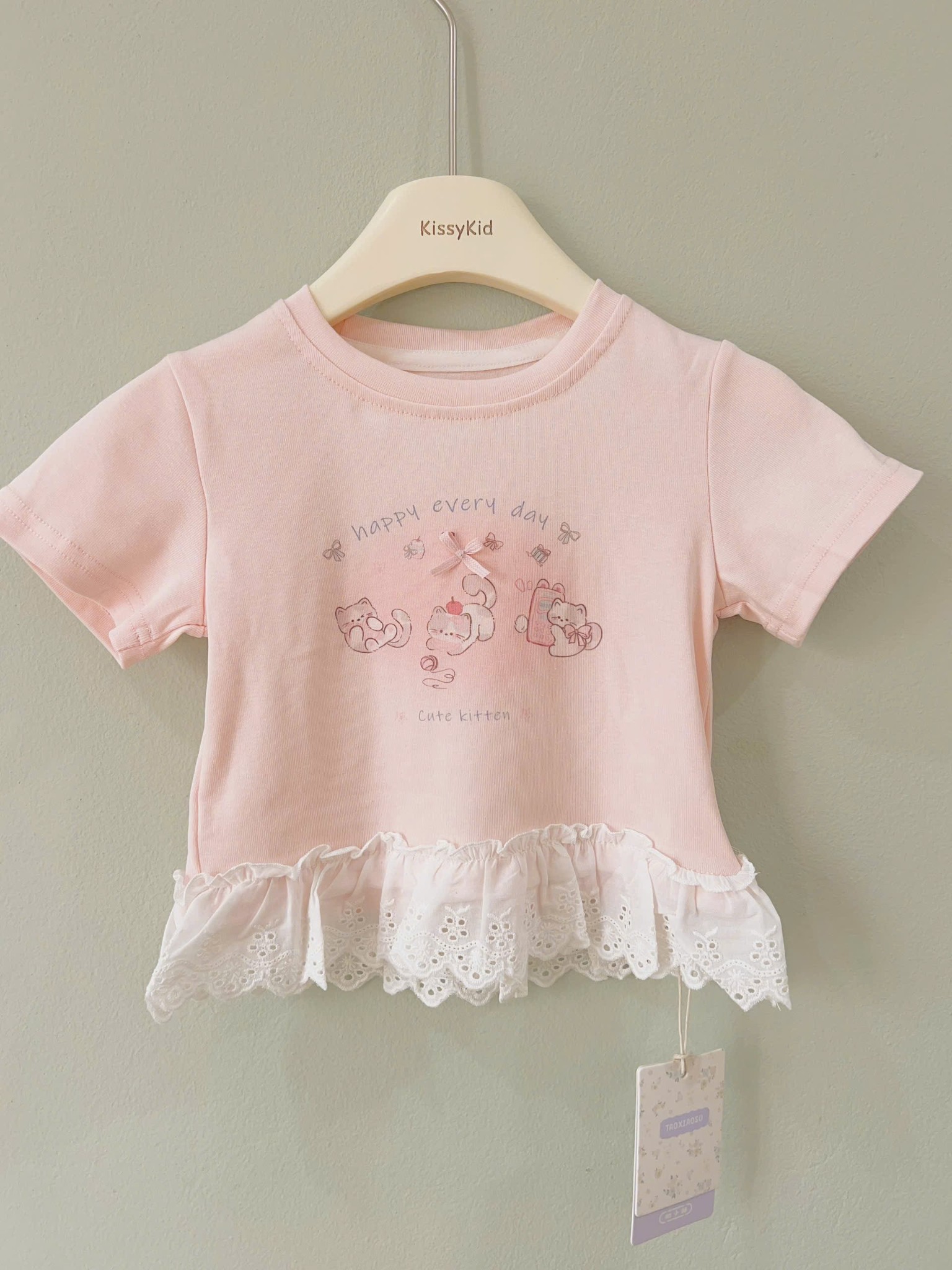 (C33) Áo thun cộc tay hoạ tiết mèo viền bèo hãng TX_thumbnail_0