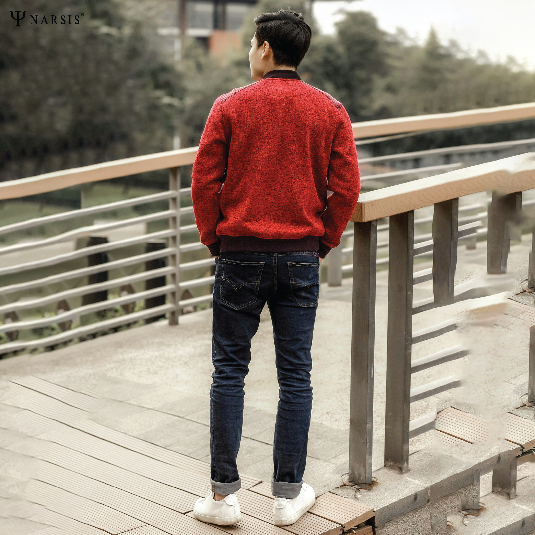 ÁO NAM BOMBER THỂ THAO D7098 NARSIS VẢI LEN COTTON ẤM ÁP, THOÁNG MÁT, GIỮ ẤM TỐT, MỀM MẠI_thumbnail_2