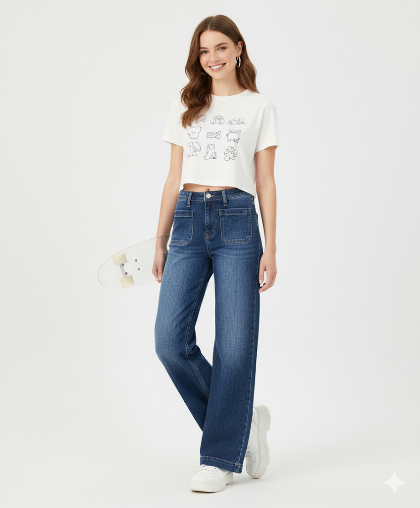 QJ626 Quần jeans túi đắp