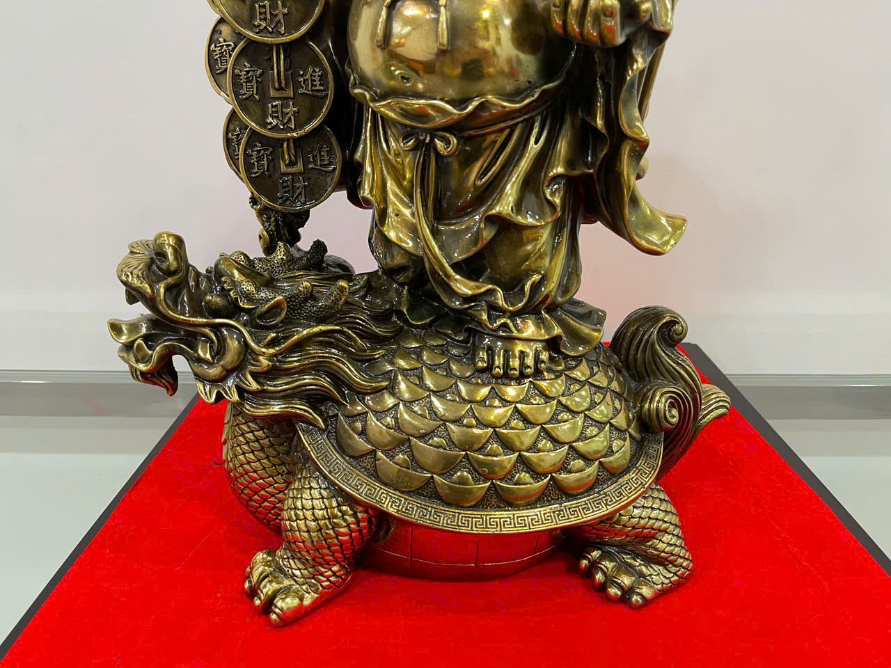 Tượng phật di lặc gánh tiền cao 44 cm đúc đồng vàng_thumbnail_2