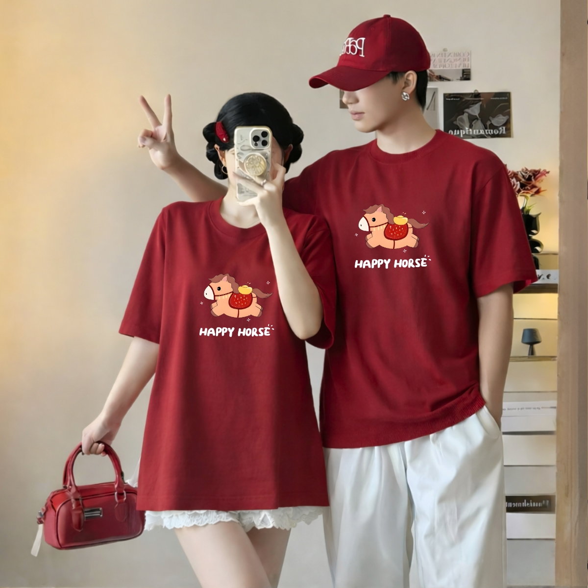 Áo thun unisex Tết 2026 hình ngựa Happy Horse dáng oversized rộng local brand WE TEE - WU1119
